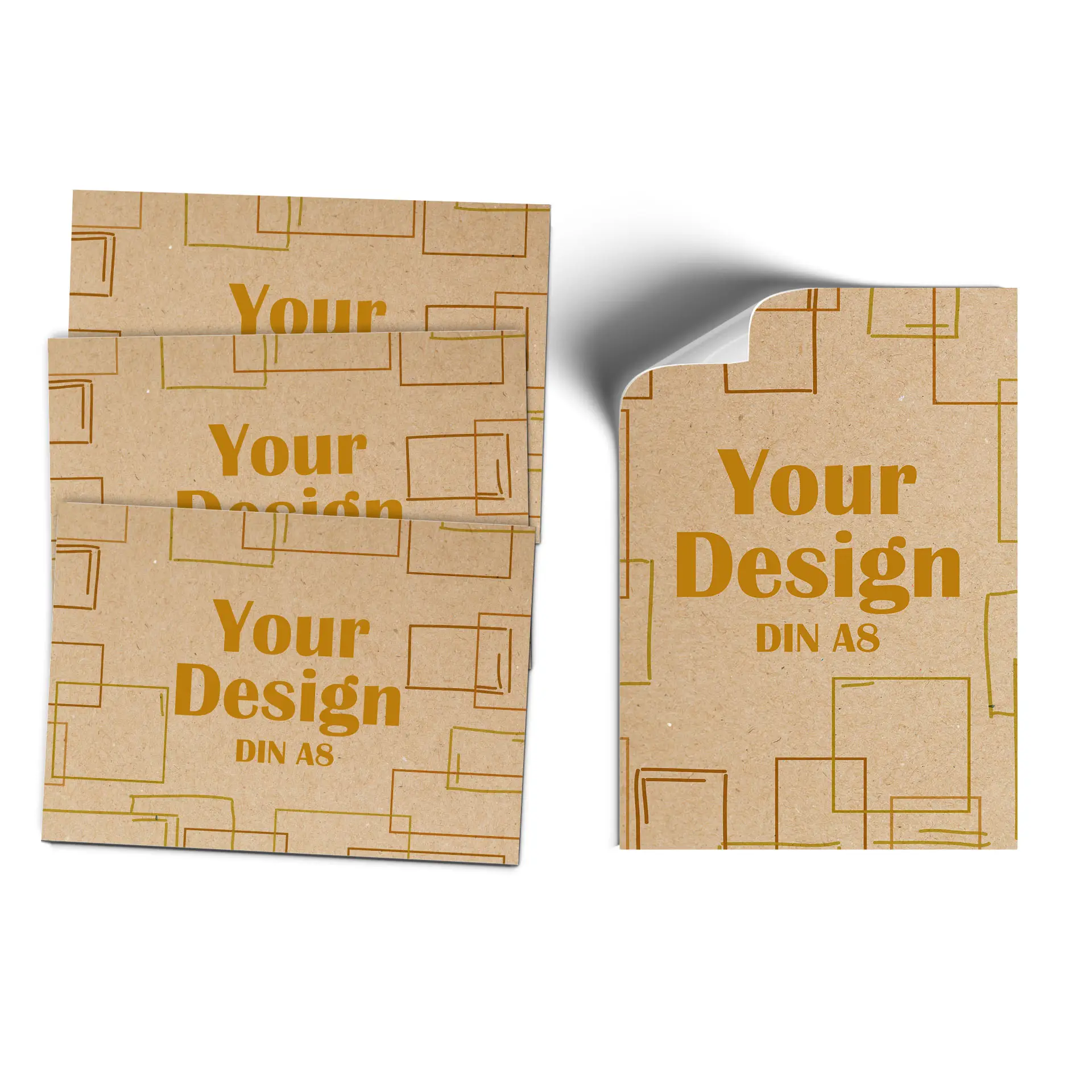 Étiquette avec une illustration d'oiseau et des dimensions de 105x74 mm sur un fond marron.