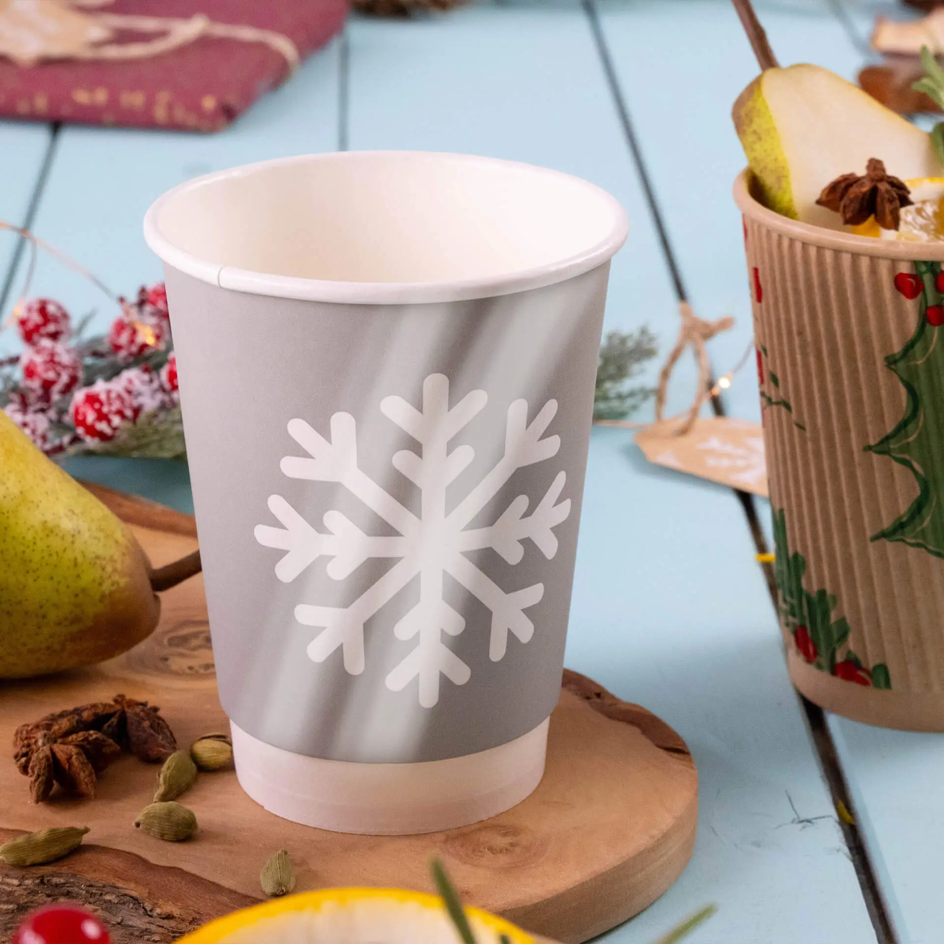 Gobelets personnalisés en carton, double paroi, 300 ml / 12 oz,  blanc, brillant, bio Gobelets personnalisés en carton, double paroi, 300 ml / 12 oz,  blanc, brillant, bio