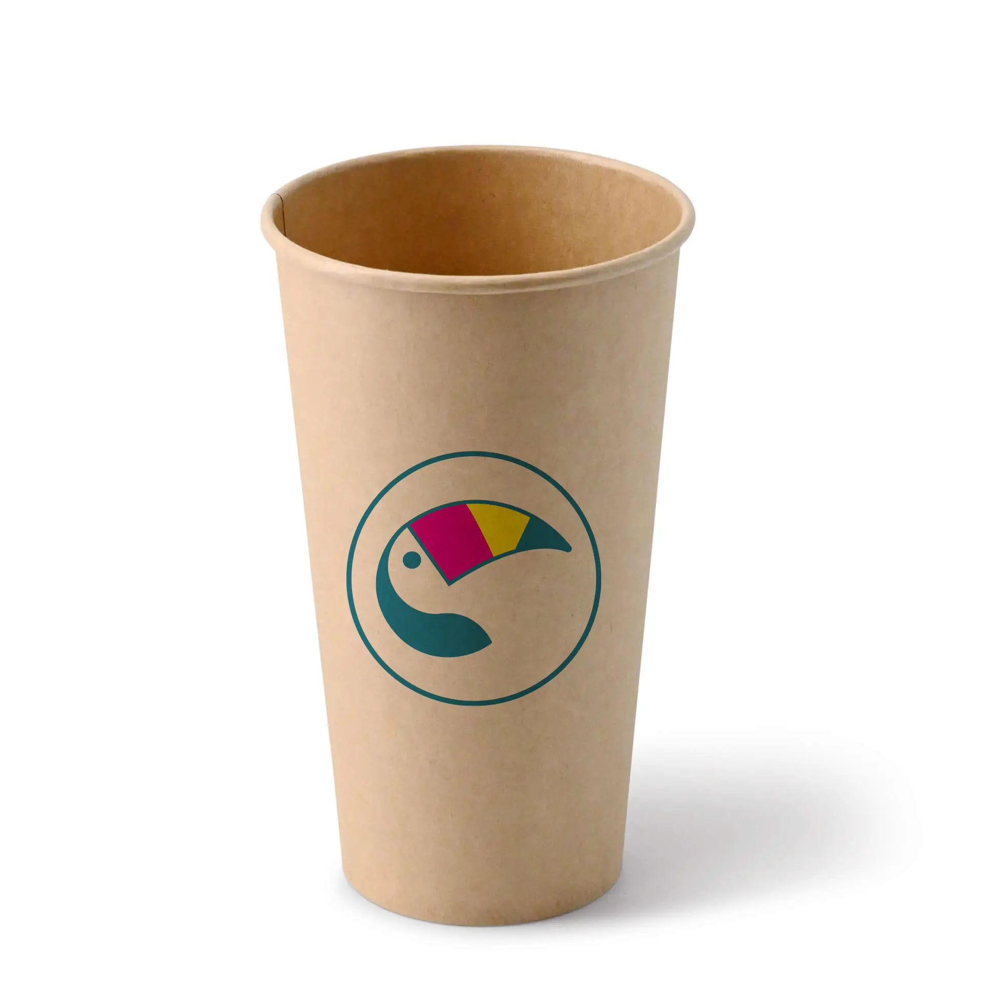 Gobelets en carton avec logo (simple paroi), 500 ml / 20 oz, brun, revêtement PLA