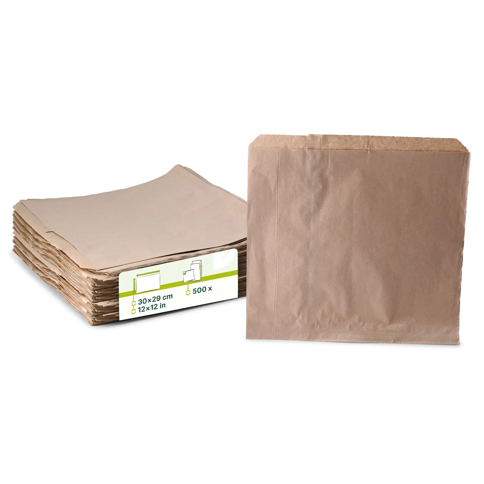 Sachet plat en papier brun, 30 x 29 cm