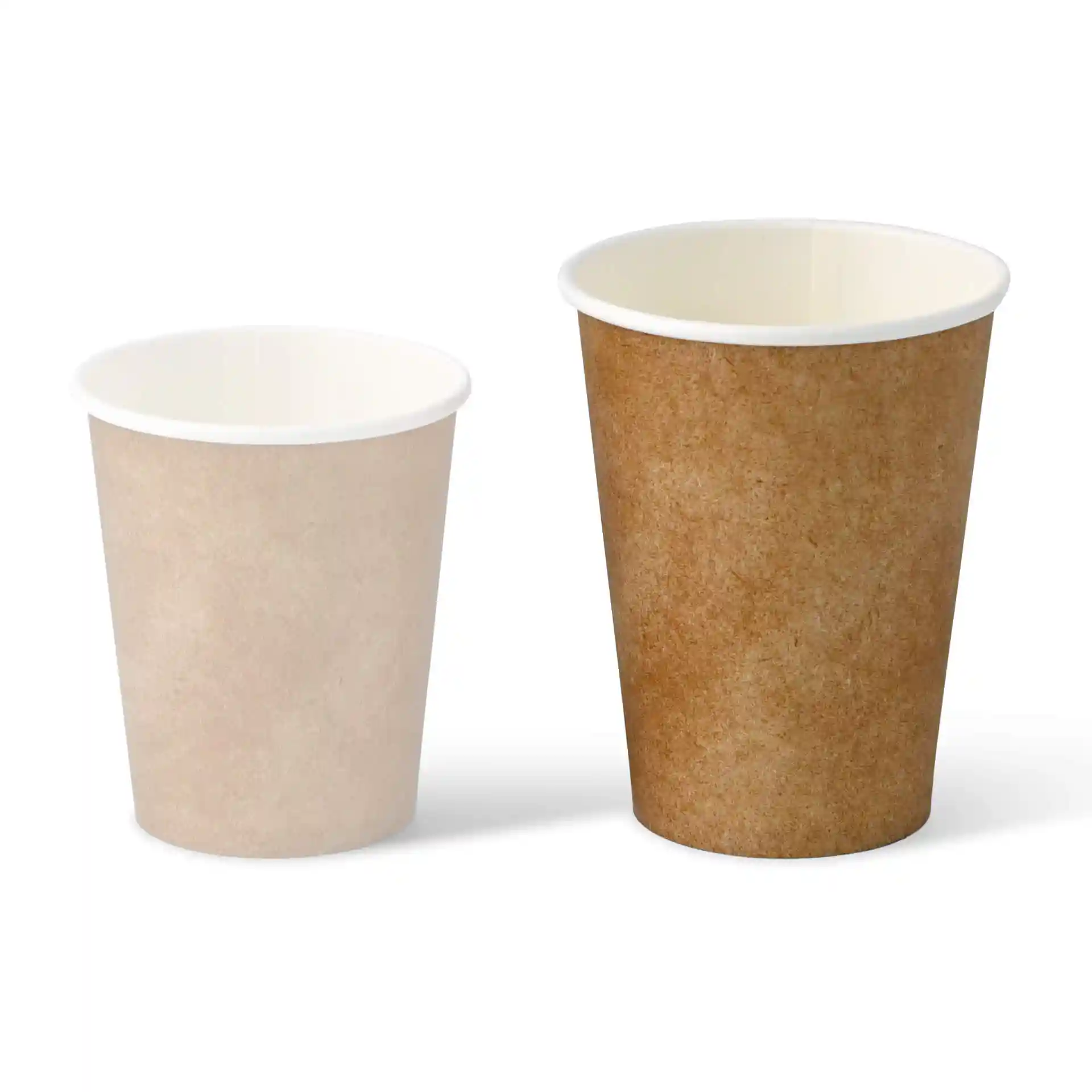 Pappbecher 300 ml / 12 oz, Ø 90 mm, einwandig, braun / innen weiss, PLA-beschichtet