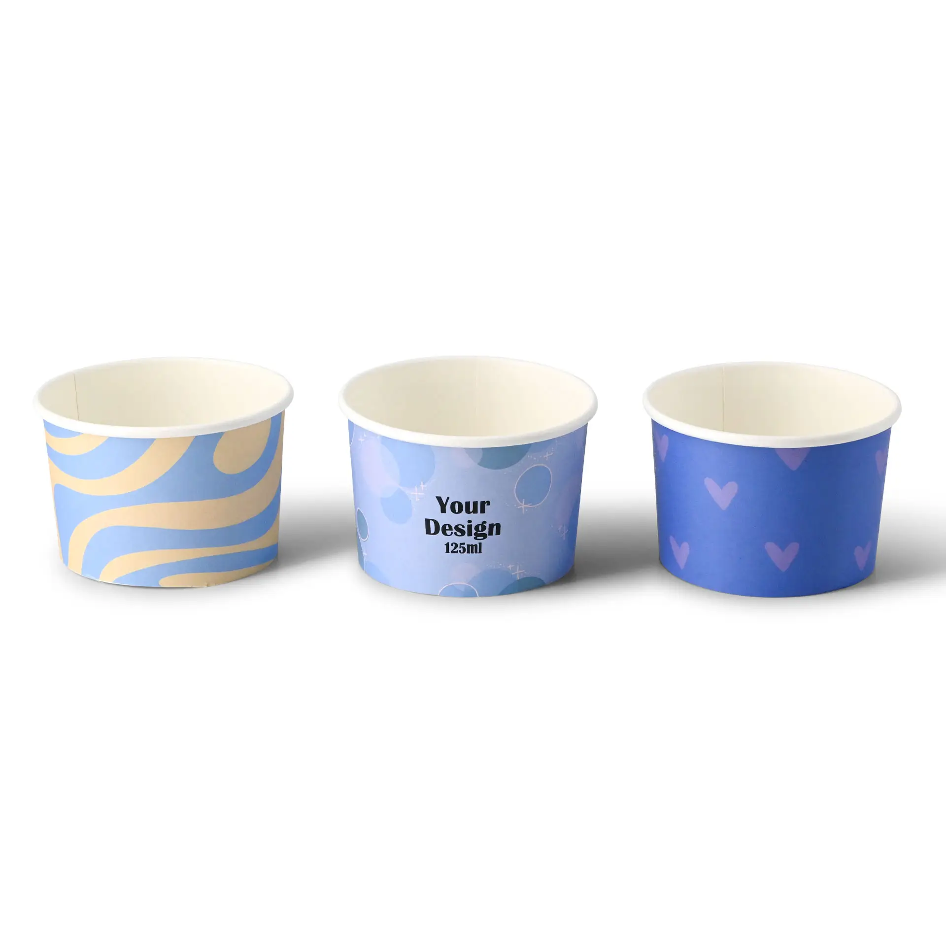 Pots à glace personnalisés 125 ml / 5 oz, blanc, revêtement PE