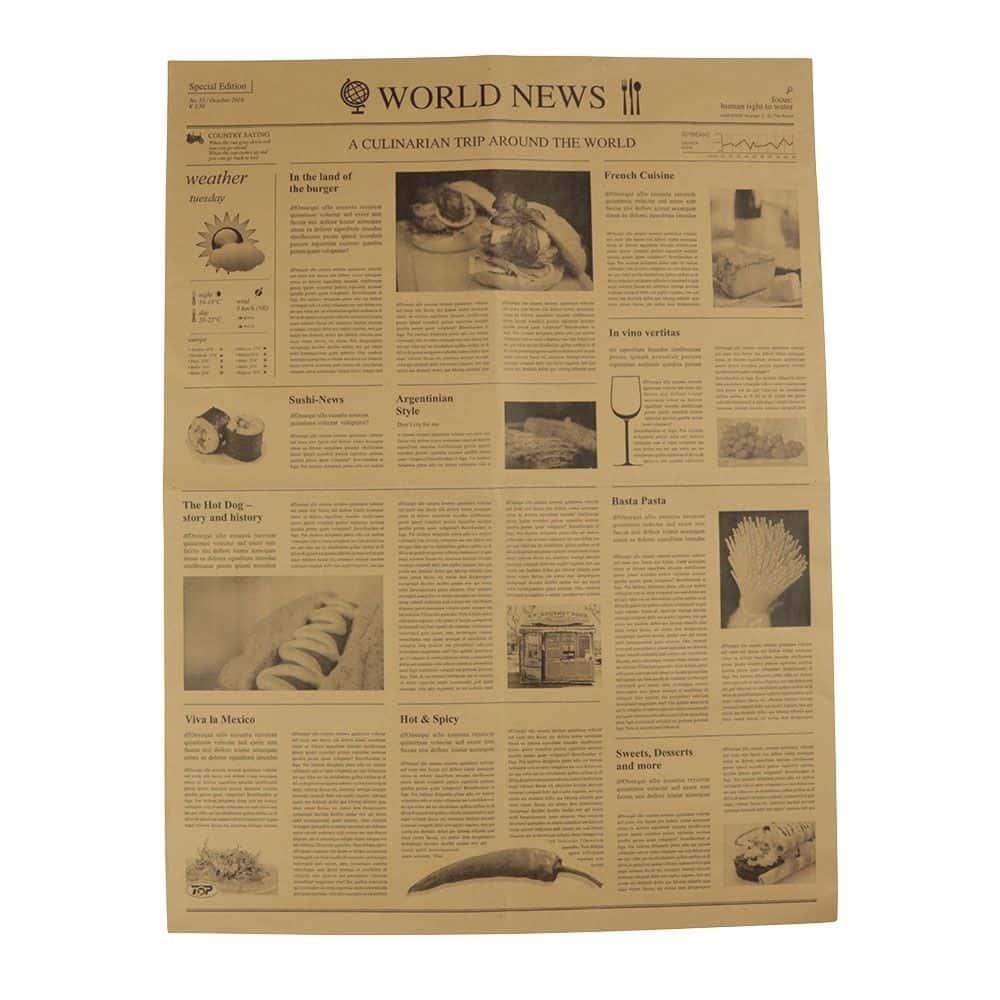 Einschlagpapier-Zuschnitte 50 x 37,5 cm, Zeitungs-Optik, braun
