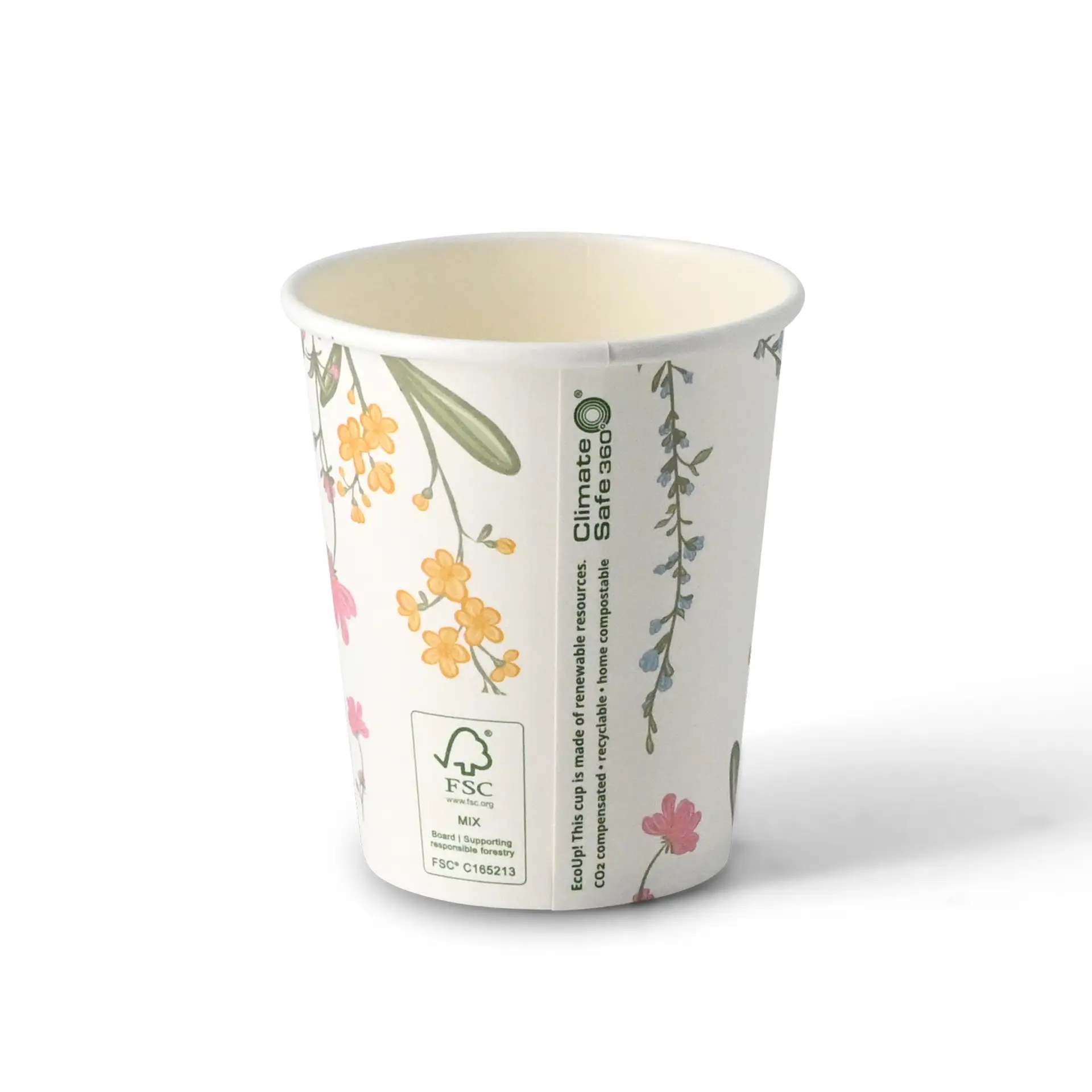 Gobelet en carton imprimé "Printemps" 200 ml / 8 oz, Ø 80 mm, blanc