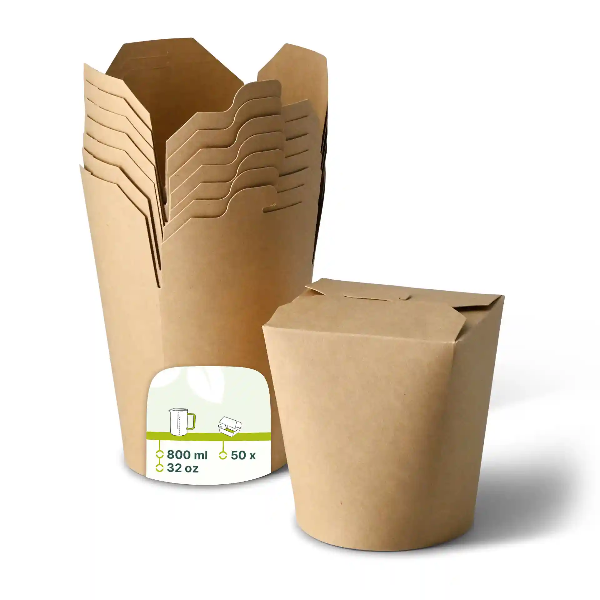 Nudelboxen / Asiaboxen aus Karton (bio-beschichtet) 800 ml, braun