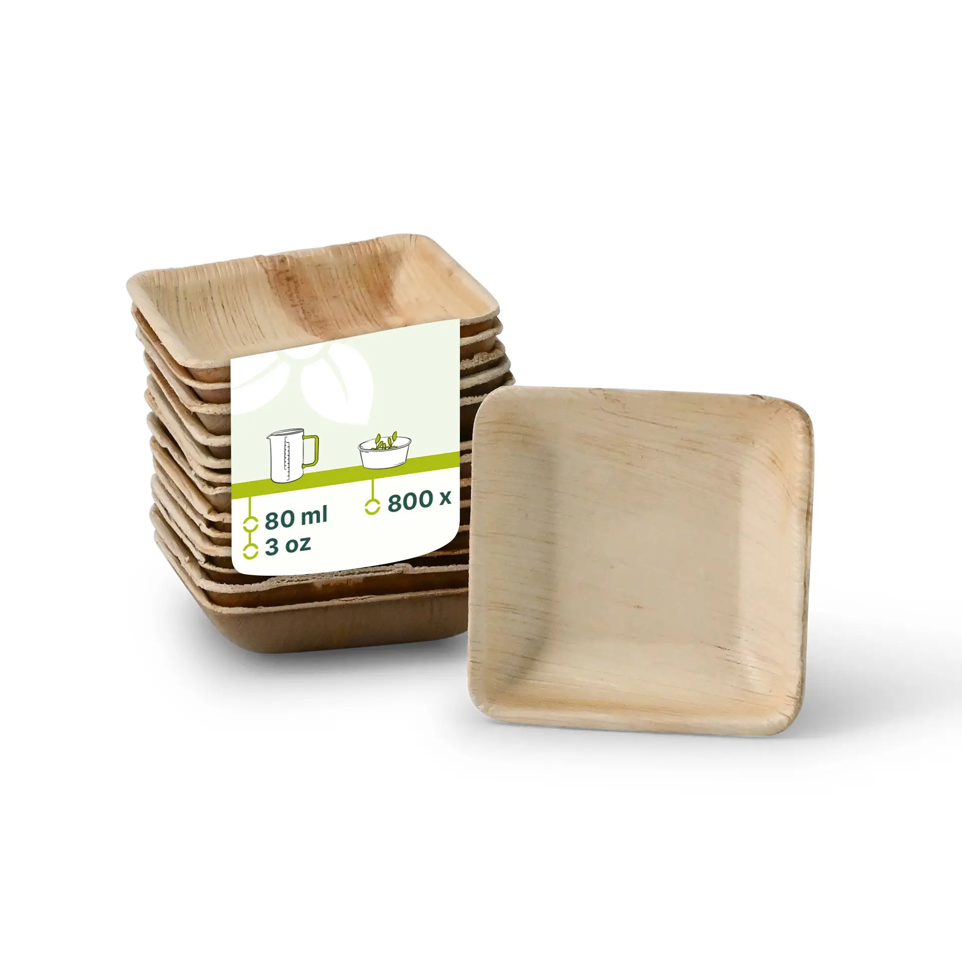 Palmblatt Schälchen "Palmware®" 80 ml, quadratisch Palmblatt Schälchen "Palmware®" 80 ml, quadratisch
