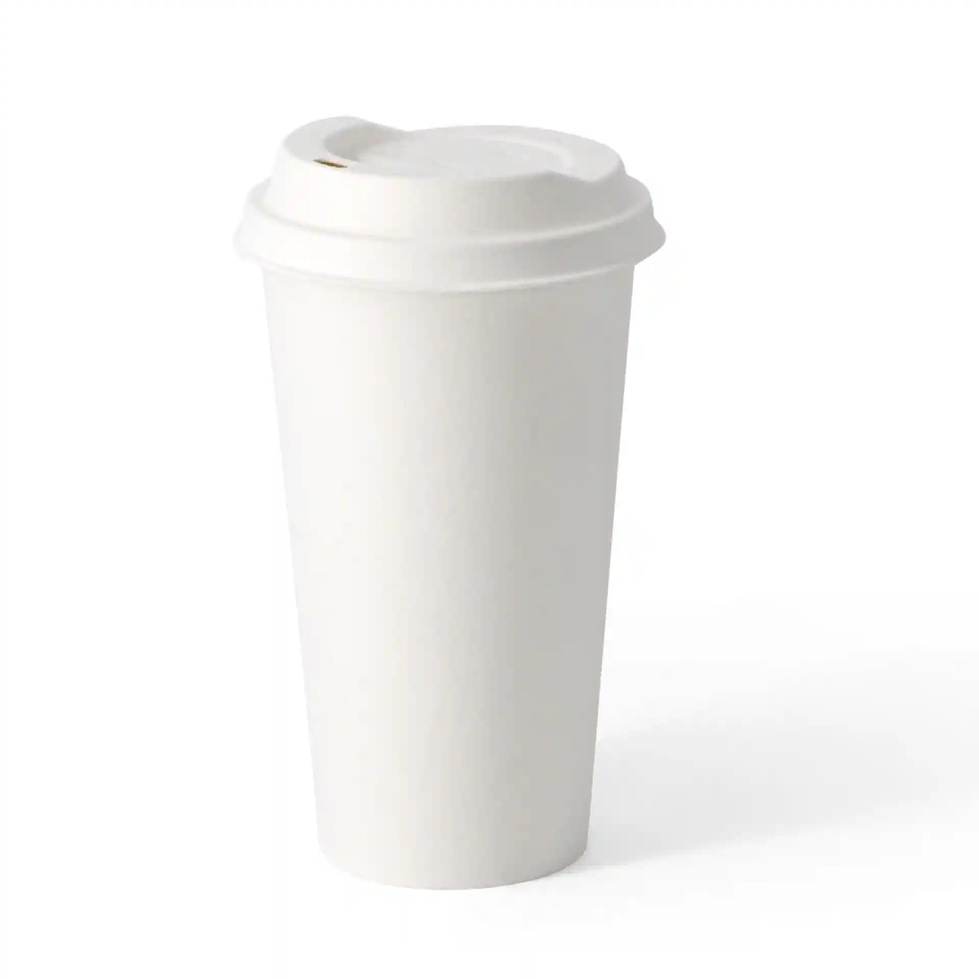Weißer Becher aus Papier mit PLA-beschichteter Einzelwand, 500 ml Fassungsvermögen und 90 mm Durchmesser.