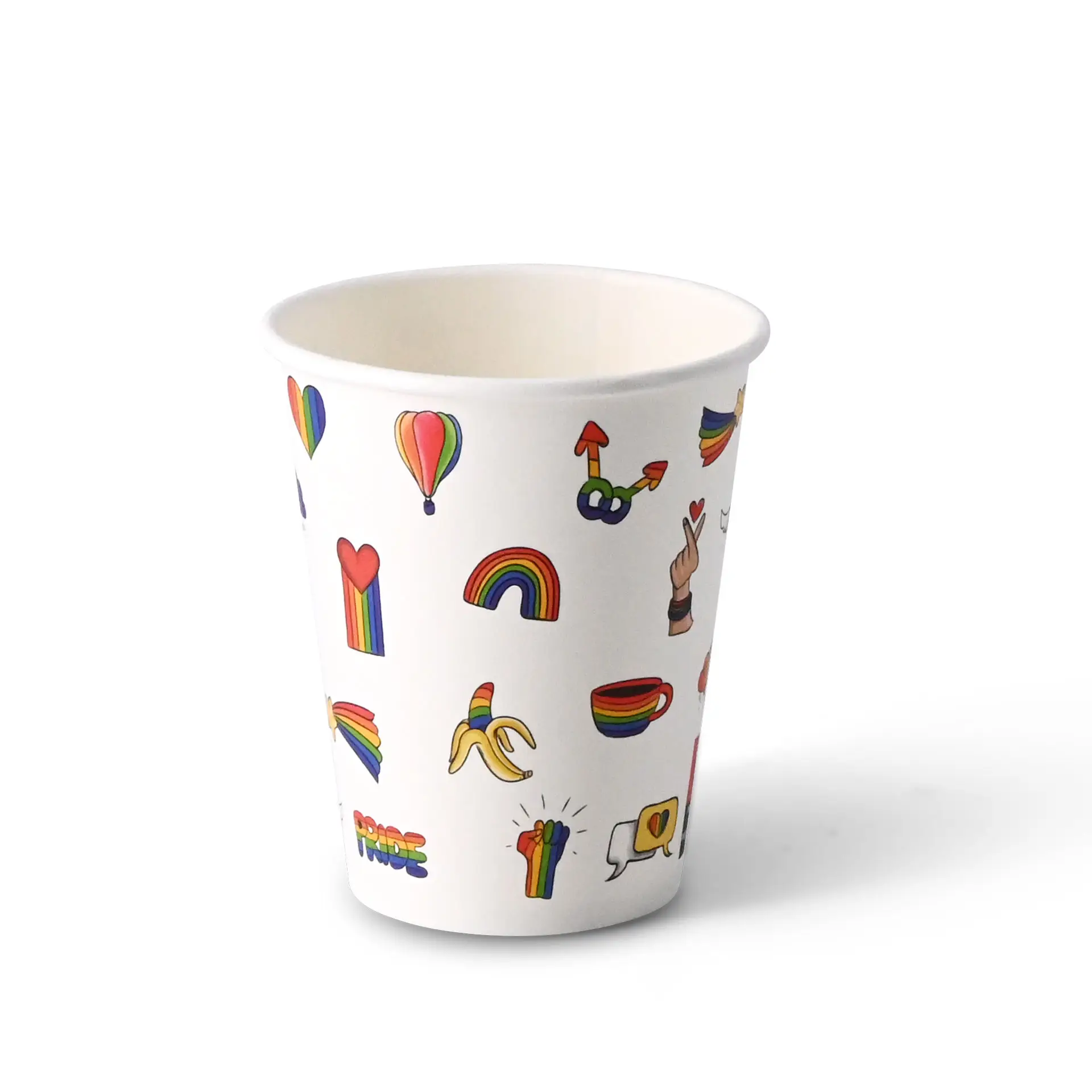 Pappbecher bedruckt "Pride" (beschichtet) 200 ml / 8 oz, Ø 80 mm, weiss