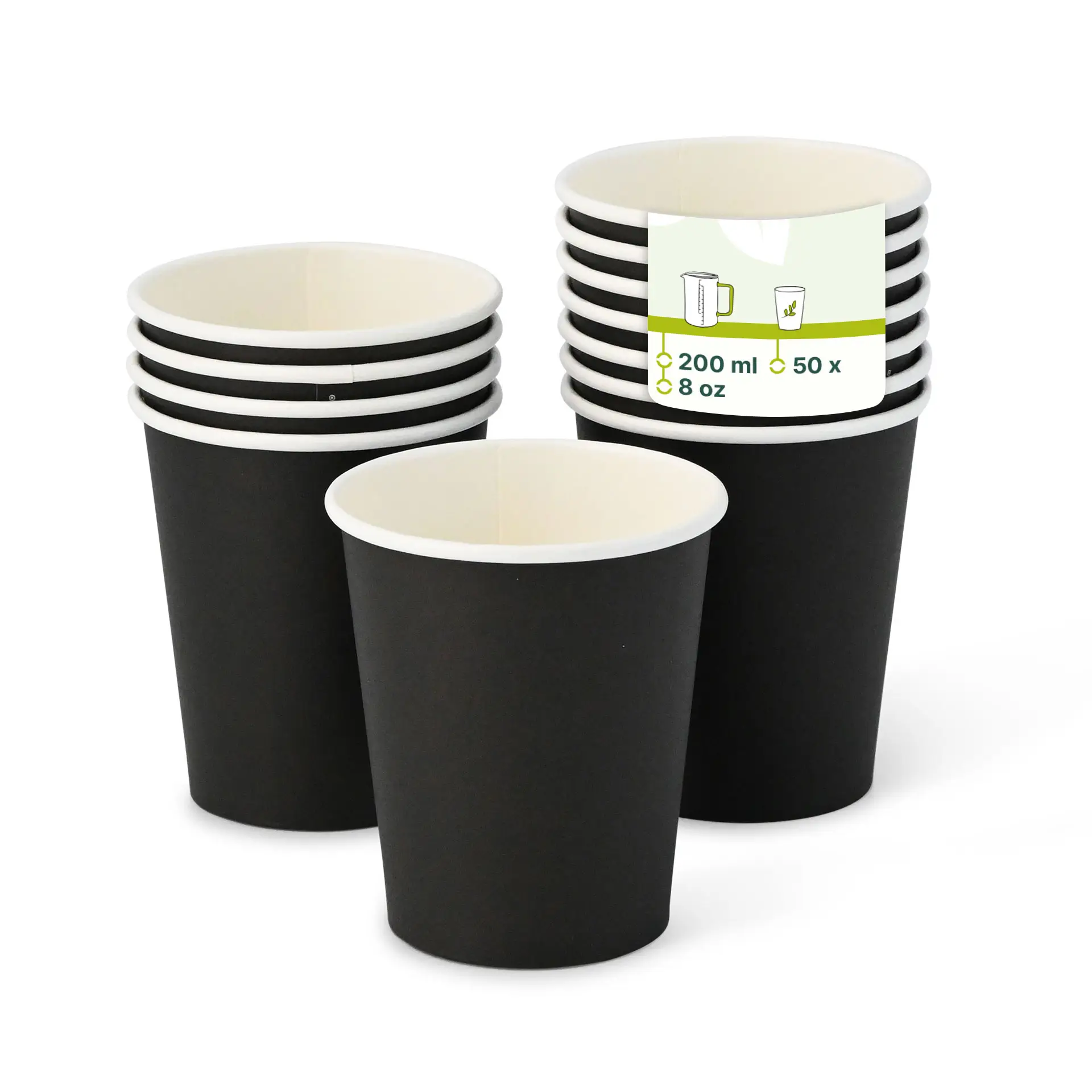 Pappbecher 200 ml / 8 oz, Ø 80 mm, schwarz dhd045271-pappbecher-200-ml-8-oz-80-mm-schwarz