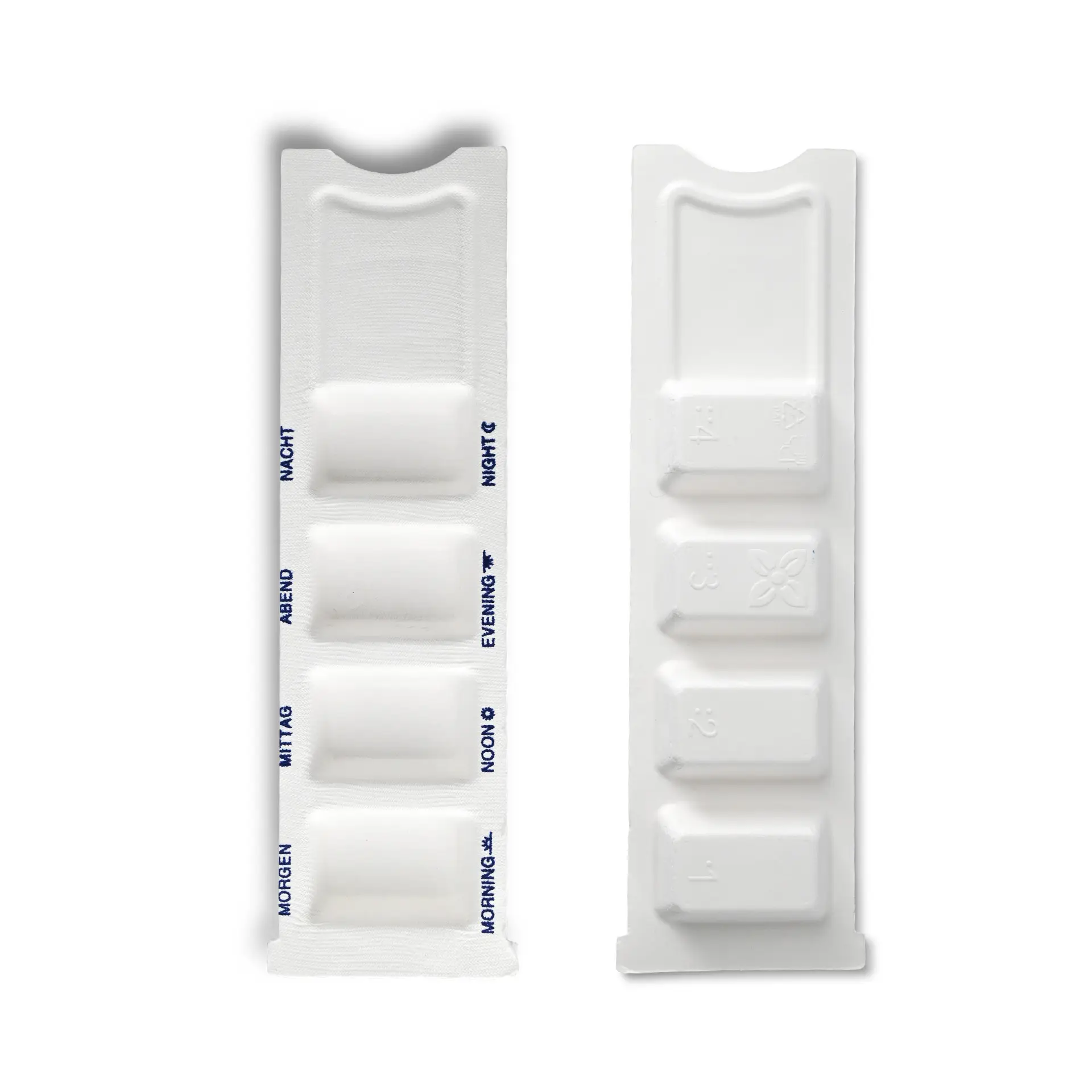 Distributeur de médicaments en fibres végétales 6 x 22 x 1 cm, 4 compartiments, couvercle coulissant en rPET dhy05070-medikamenten-dispenser-aus-pflanzenfasern-6-x-22-x-1-cm-4-kammern-rpet-schiebedeckel-3