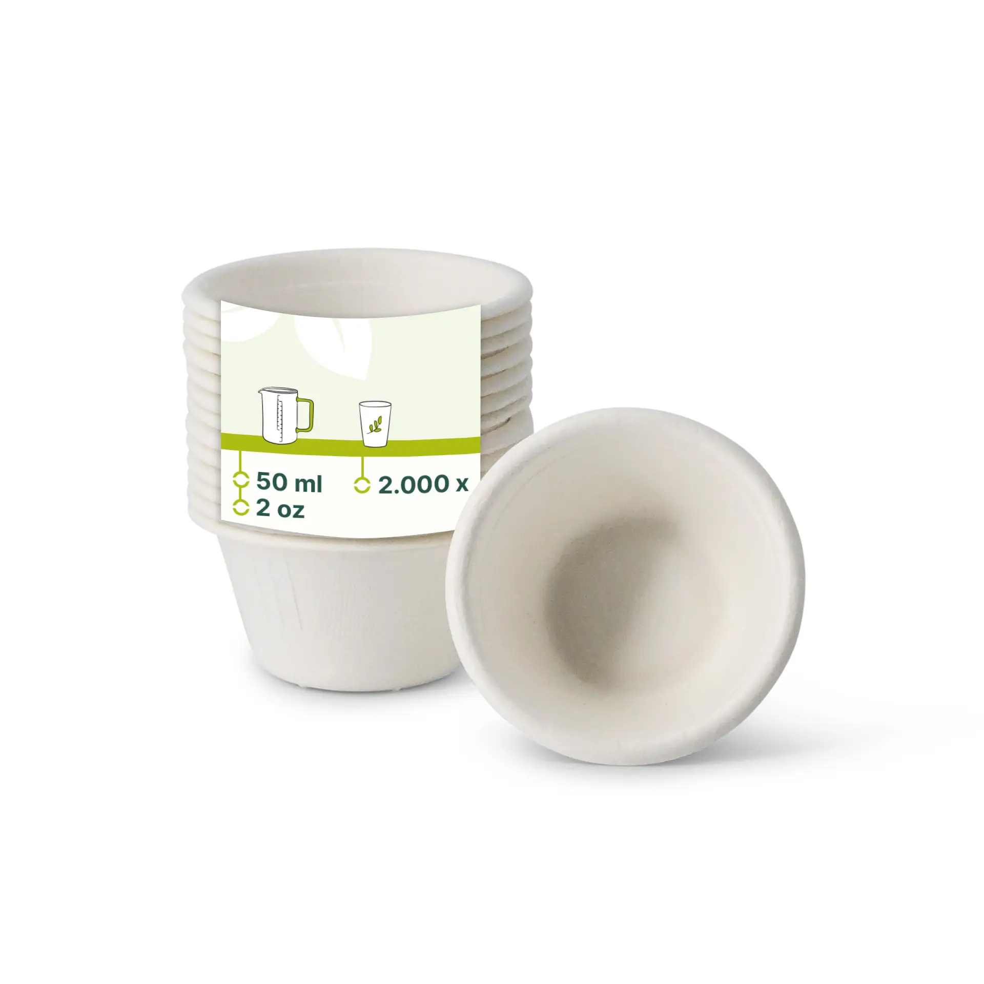 Becher aus Zuckerrohr, 50 ml, Ø 62 mm, rund Becher aus Zuckerrohr, 50 ml, Ø 62 mm, rund