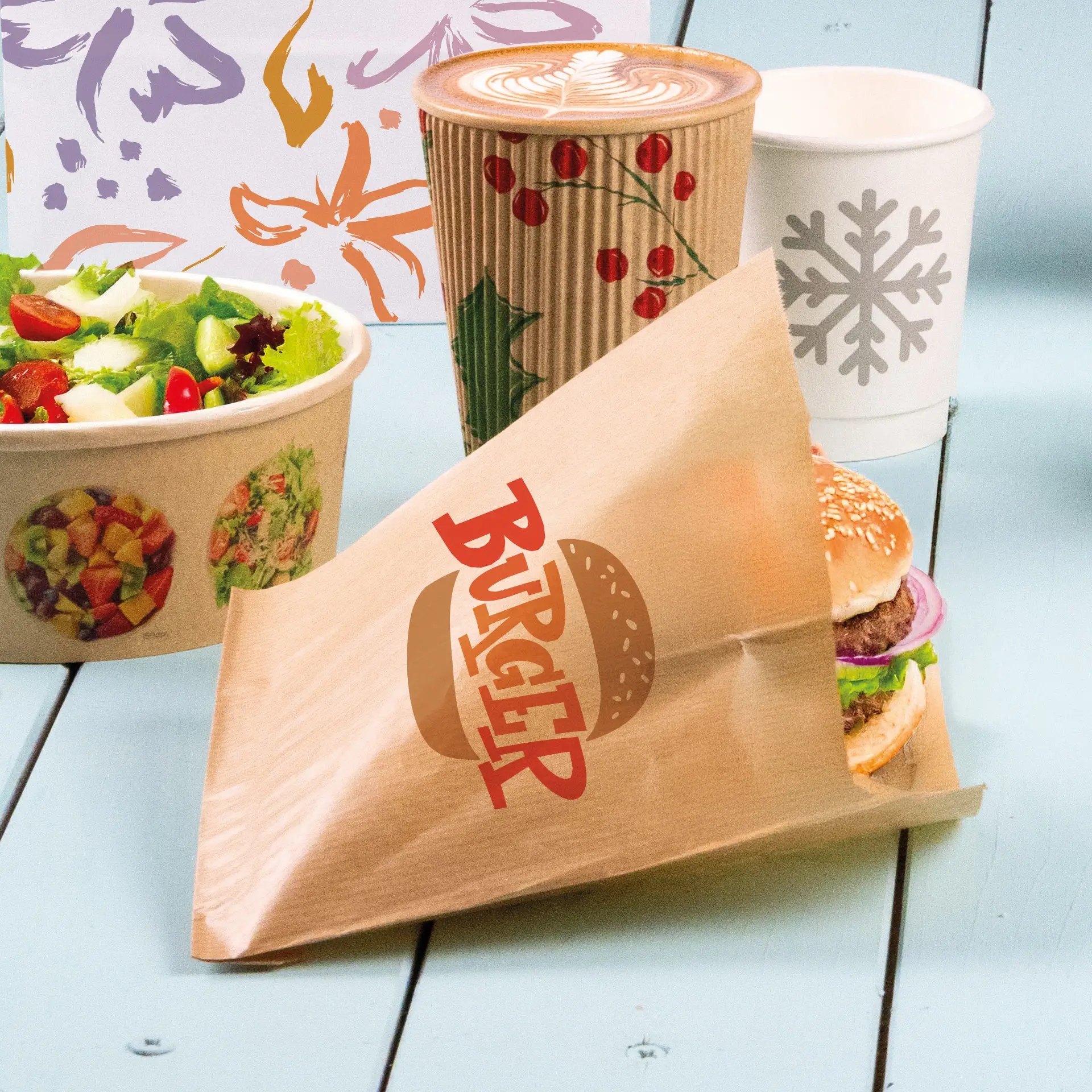 Burgertaschen bedrucken, 15 x 16 cm, braun