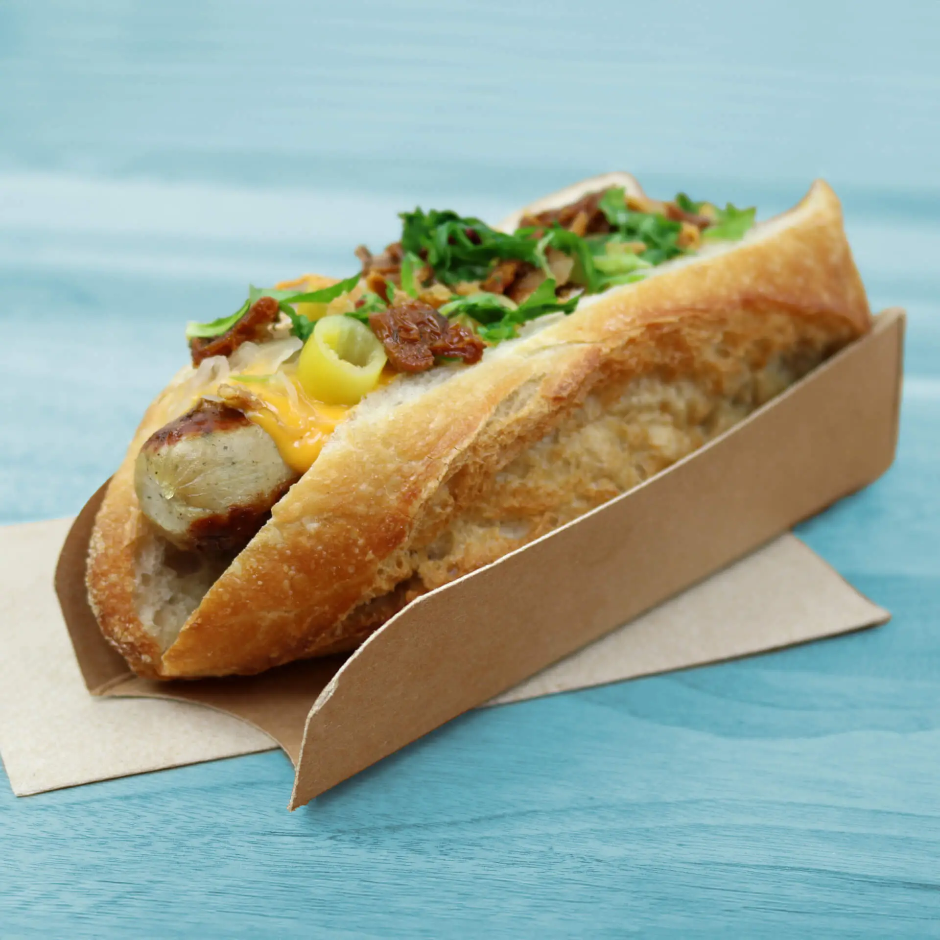 Emballage hot-dog 18 x 5 cm, brun, pliable Emballage hot-dog 18 x 5 cm, brun, pliable