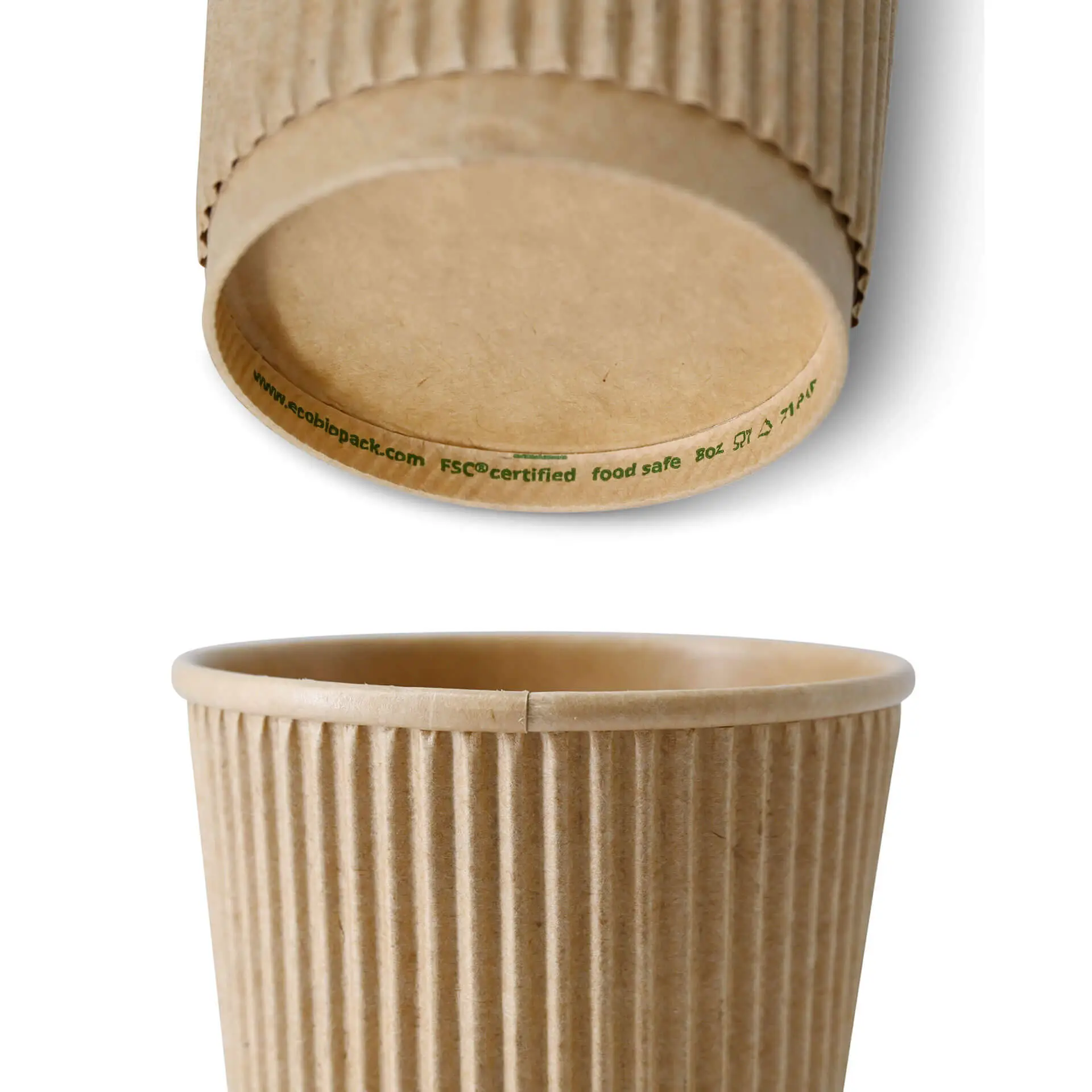 Gobelet ondulé brun 20 cl / 8 oz, Ø 80 mm dhd04845-riffelbecher-kaffee-to-go-becher-200-ml-8-oz-80-mm-braun-3