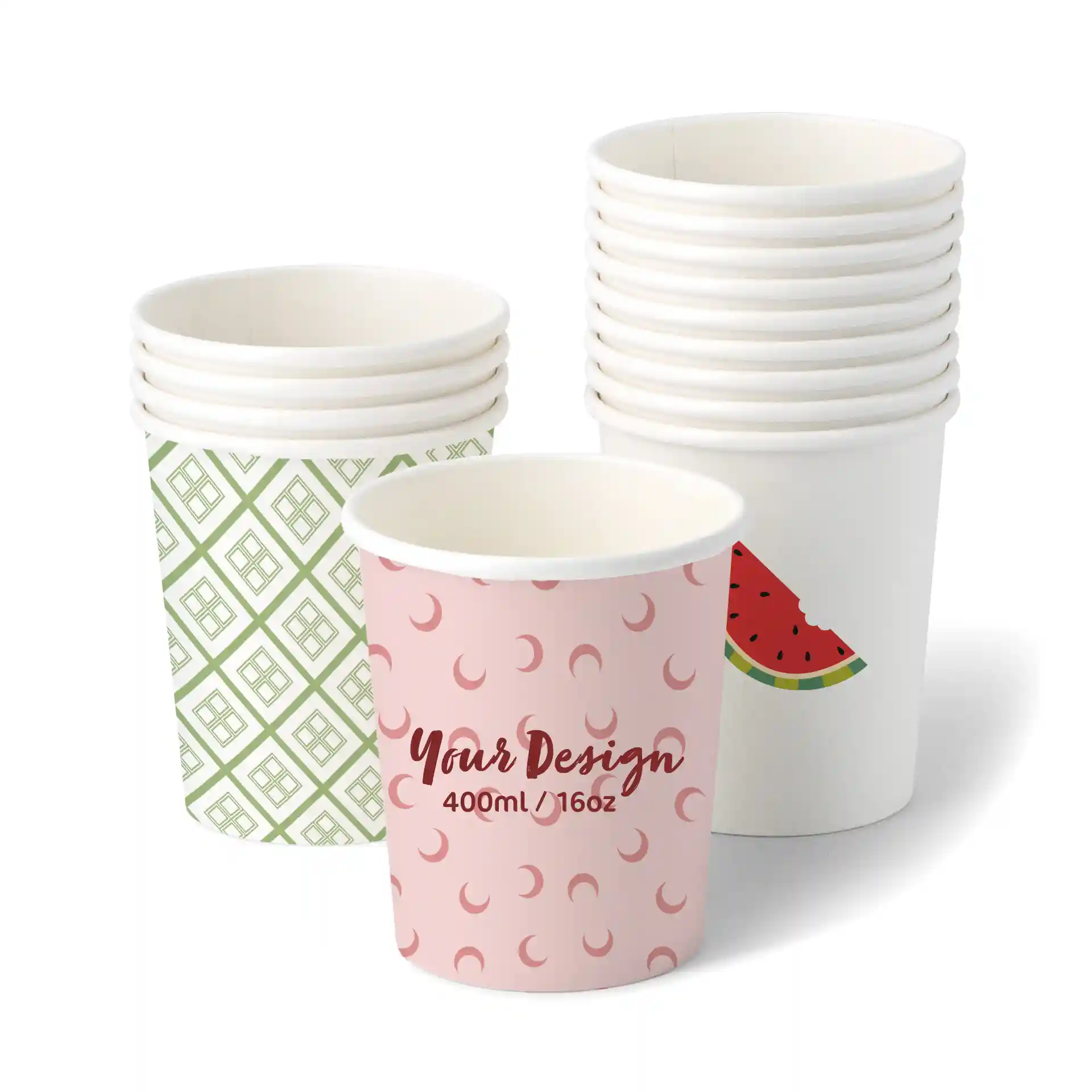 Eisbecher bedrucken (optional mit Deckel), 400 ml / 16 oz, weiss, wasserbasierte Beschichtung