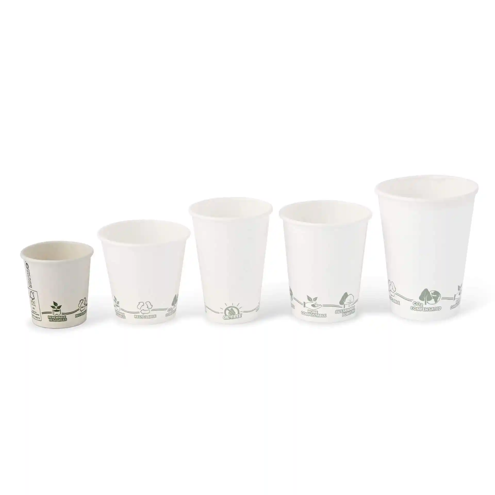 Gobelet en carton 100 ml / 4 oz, Ø 62 mm, avec pictogrammes "EcoUp©", simple paroi, blanc, revêtement en PLA