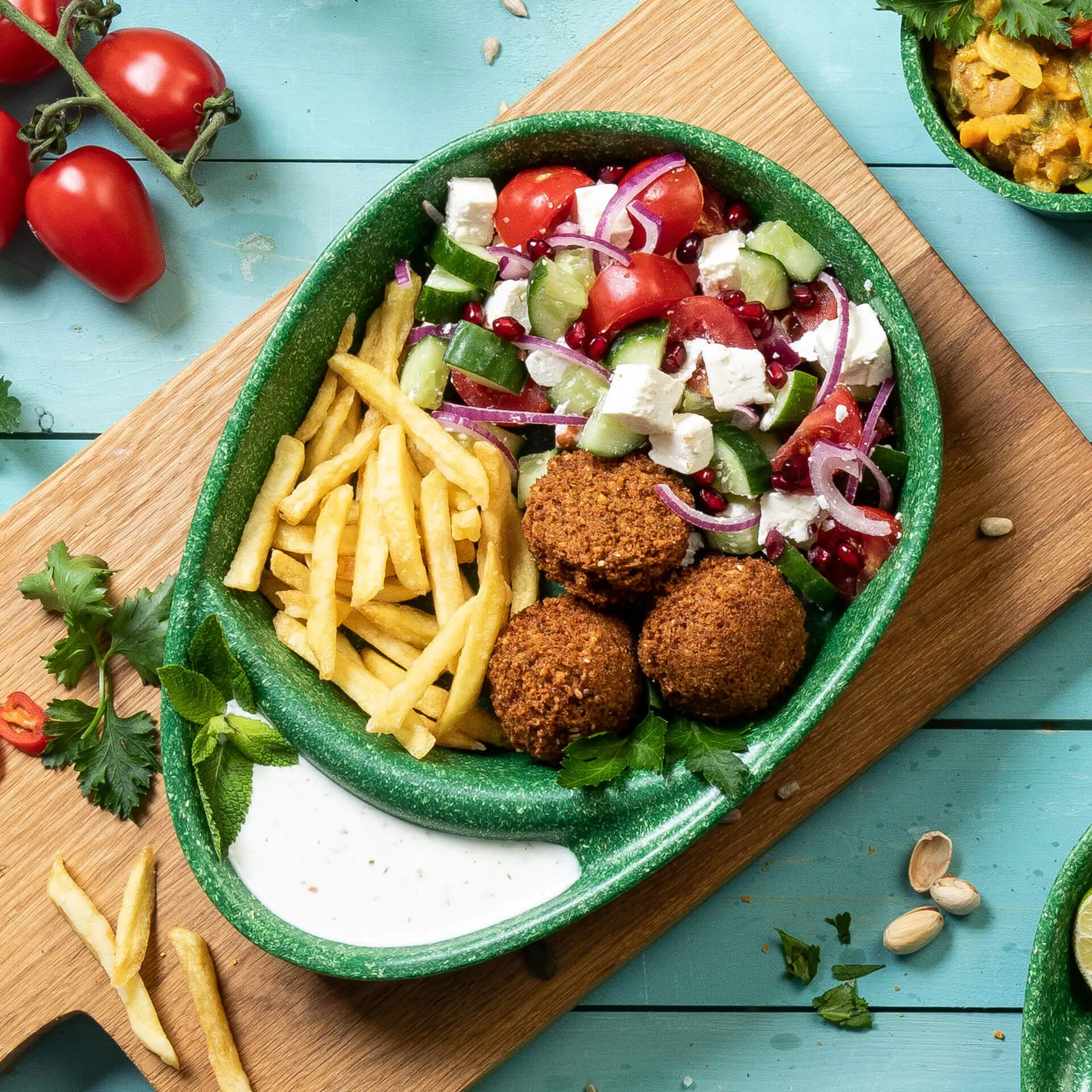 Mehrweg-Menü-Teller "merways Plate" 27,5 x 20 x 3,5 cm, 2 Kammern, tropfenförmig, Spinat / dunkelgrün dfc008491-mehrweg-menue-teller-merways-plate-275-x-20-x-35-cm-2-kammern-tropfenfoermig-spinat-dunkelgruen-7