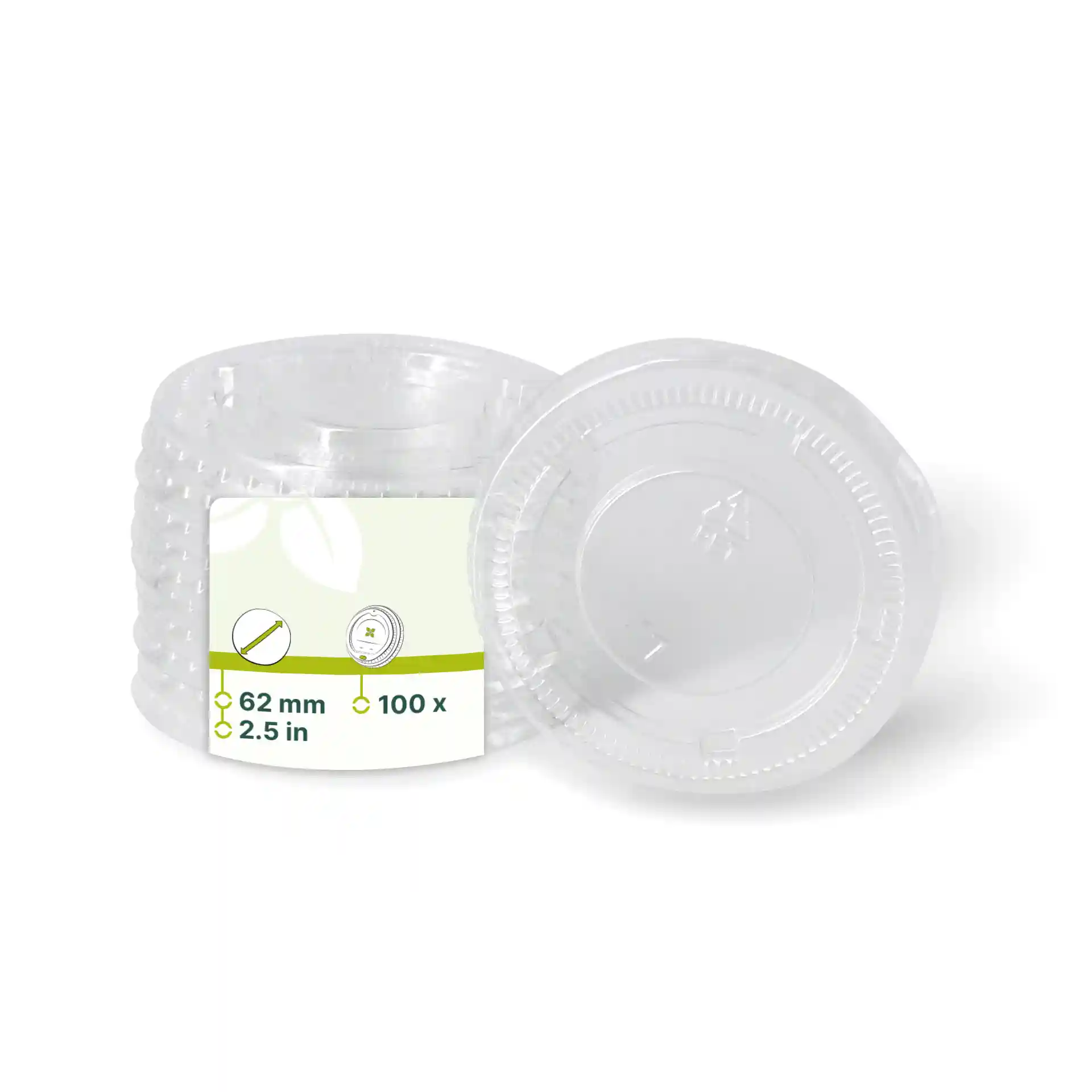 Couvercles en PET Ø 62 mm, transparent, rond