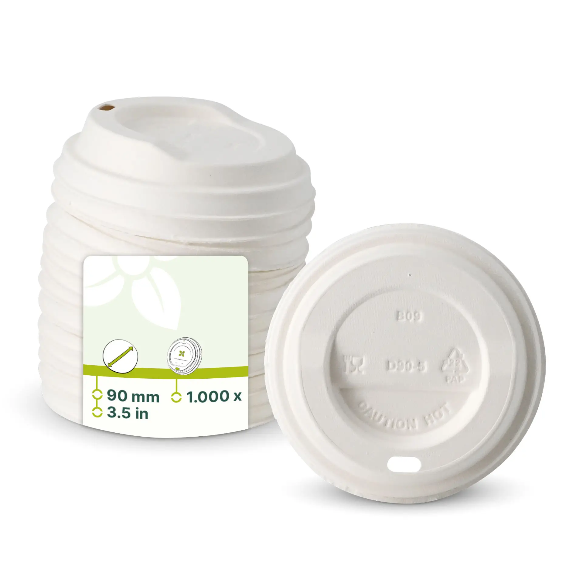 Couvercle en carton Ø 90 mm, blanc, avec ouverture pour boire Couvercle en carton Ø 90 mm, blanc, avec ouverture pour boire