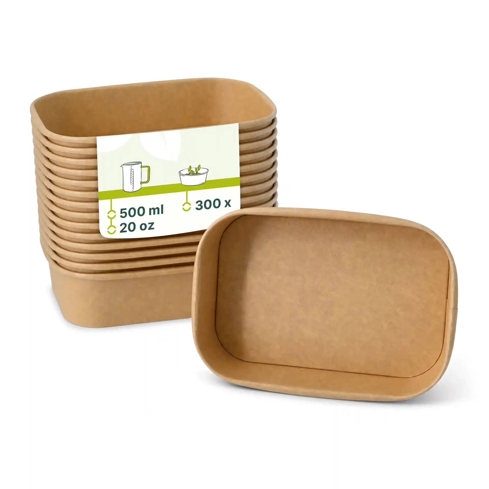 Barquettes en carton 500 ml, 17,5 x 12,5 x 4 cm, marron, rectangulaires