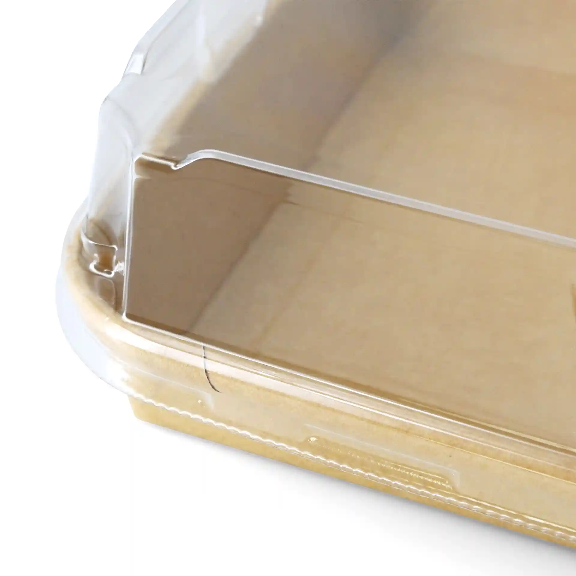 Transparenter PET-Deckel für Sushi-Box, 18,5 x 13 cm, Höhe 3,5 cm.
