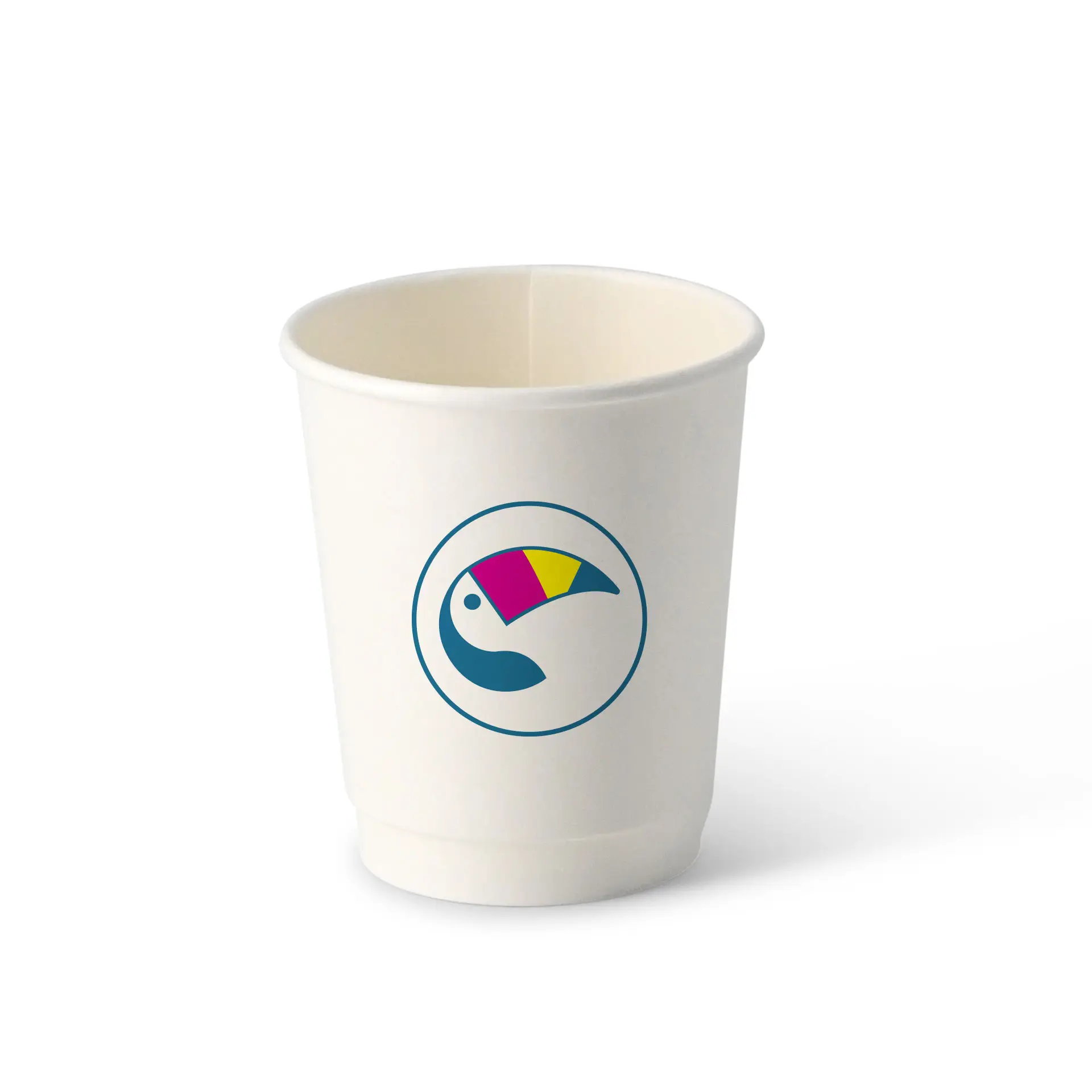 Gobelets en papier imprimés (double paroi) 200 ml / 8 oz, double paroi, blanc, mat, barrière à base d’eau
