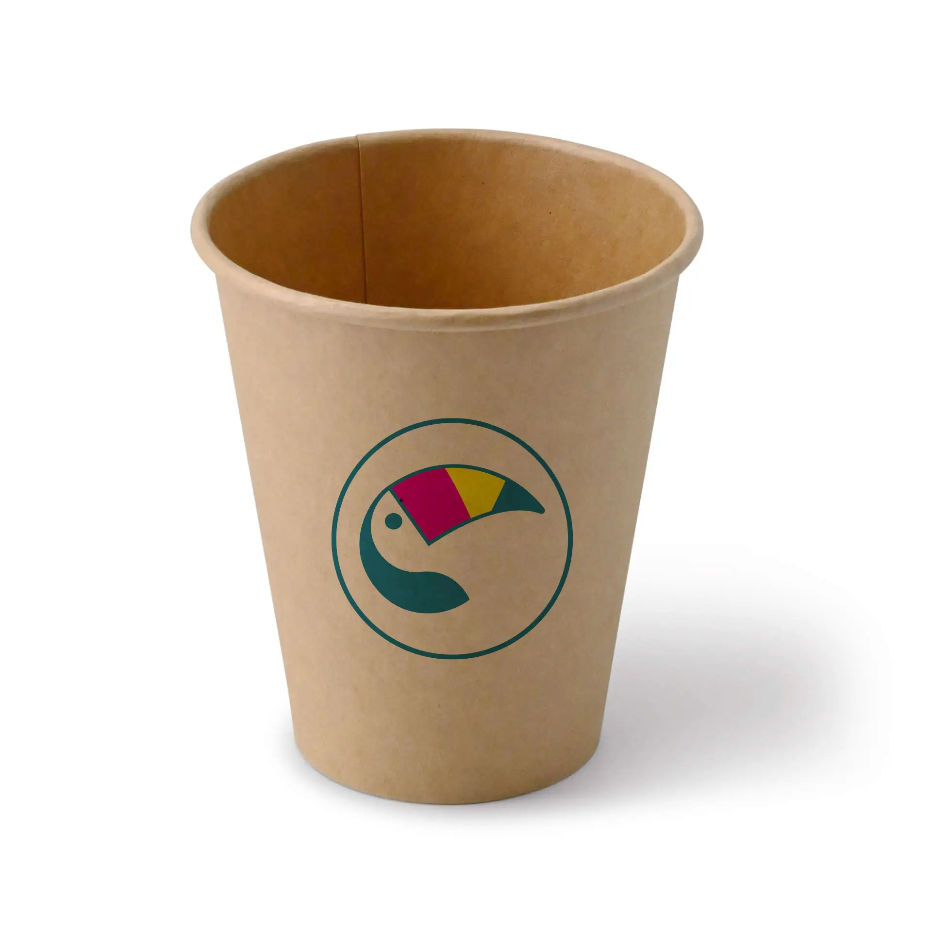 Gobelets en carton avec logo (simple paroi), 250 ml / 10 oz, brun, revêtement PLA
