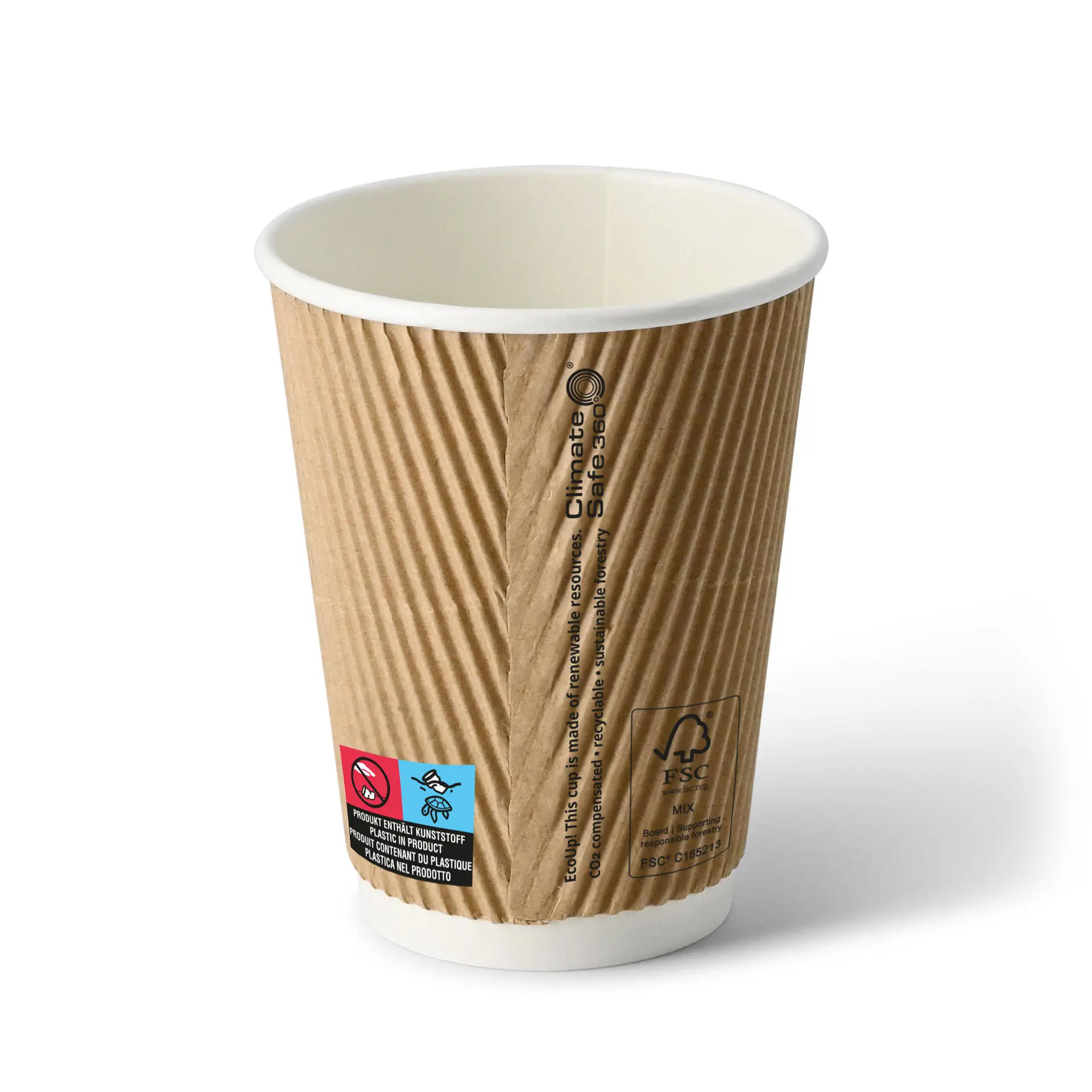 Gobelet en carton ondulé à emporter (revêtu de PE) 30 cl / 8 oz, Ø 90 mm, brun, intérieur blanc con10026-01-0-riffelbecher-beschichtet-coffee-to-go-becher-300-ml-12-oz-90-mm-braun-innen-weiss-2
