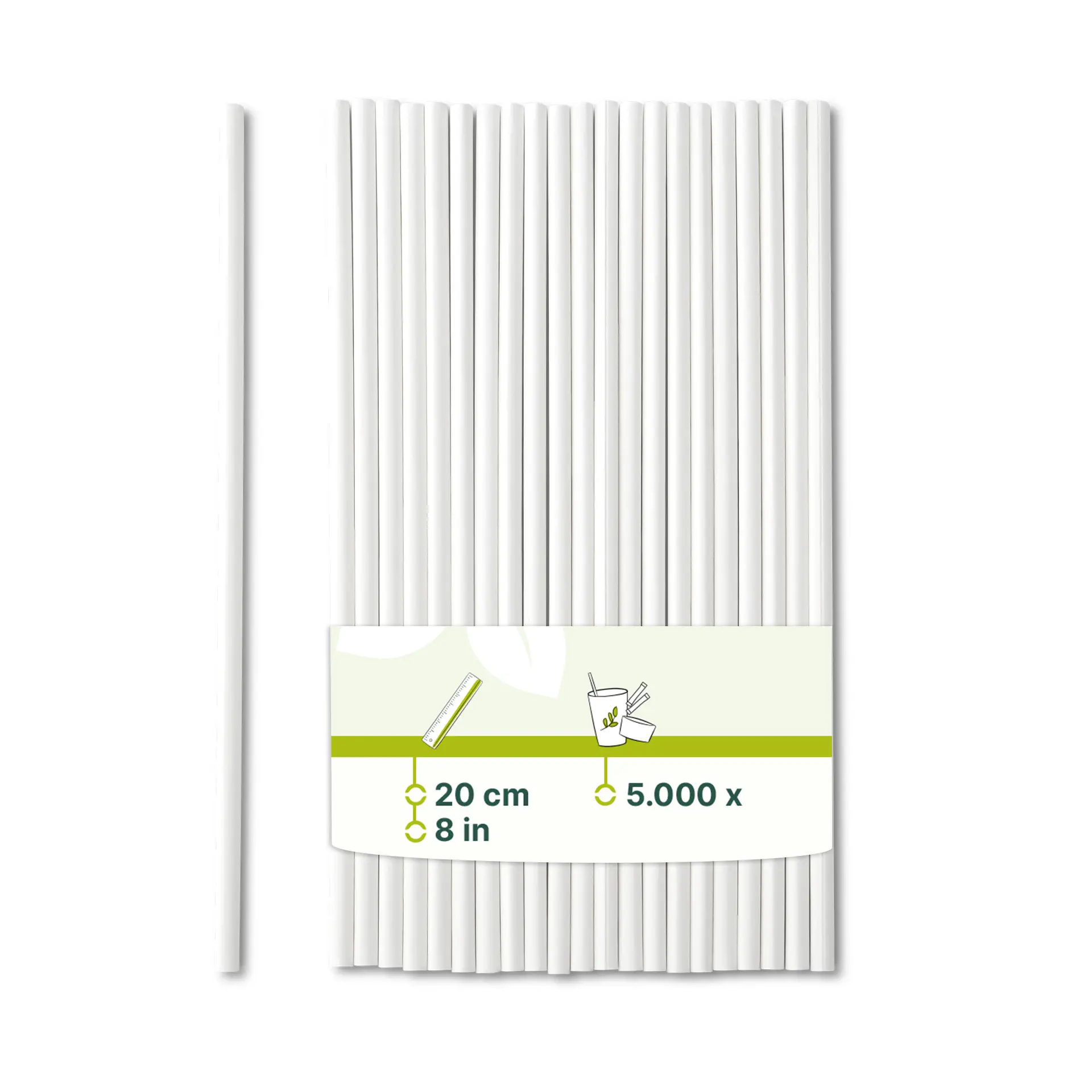 Trinkhalme aus Papier 20 cm, Ø 0,5 cm, weiss, vertikal gerollt Trinkhalme aus Papier 20 cm, Ø 0,5 cm, weiss, vertikal gerollt