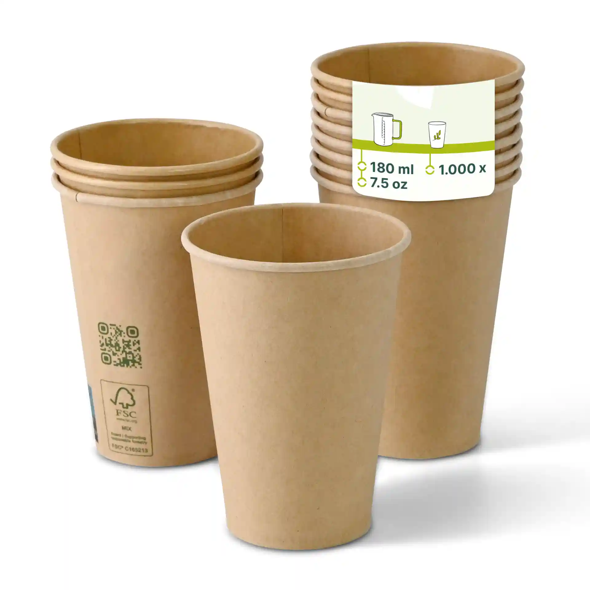 Automaten Becher 180 ml / 7,5 oz, Ø 70 mm, einwandig, braun, PLA-beschichtet
