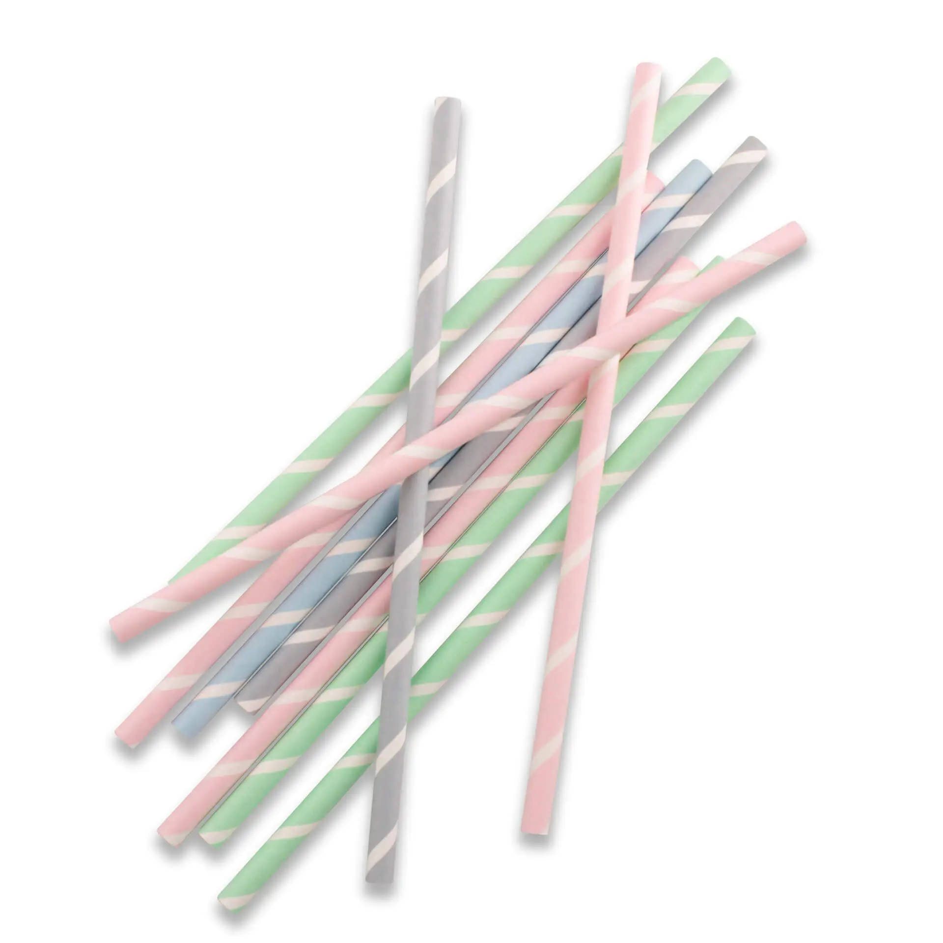 Papier-Jumbo-Trinkhalme 23 cm, Ø 0,8 cm, pastell gestreift Papier-Jumbo-Trinkhalme 23 cm, Ø 0,8 cm, pastell gestreift