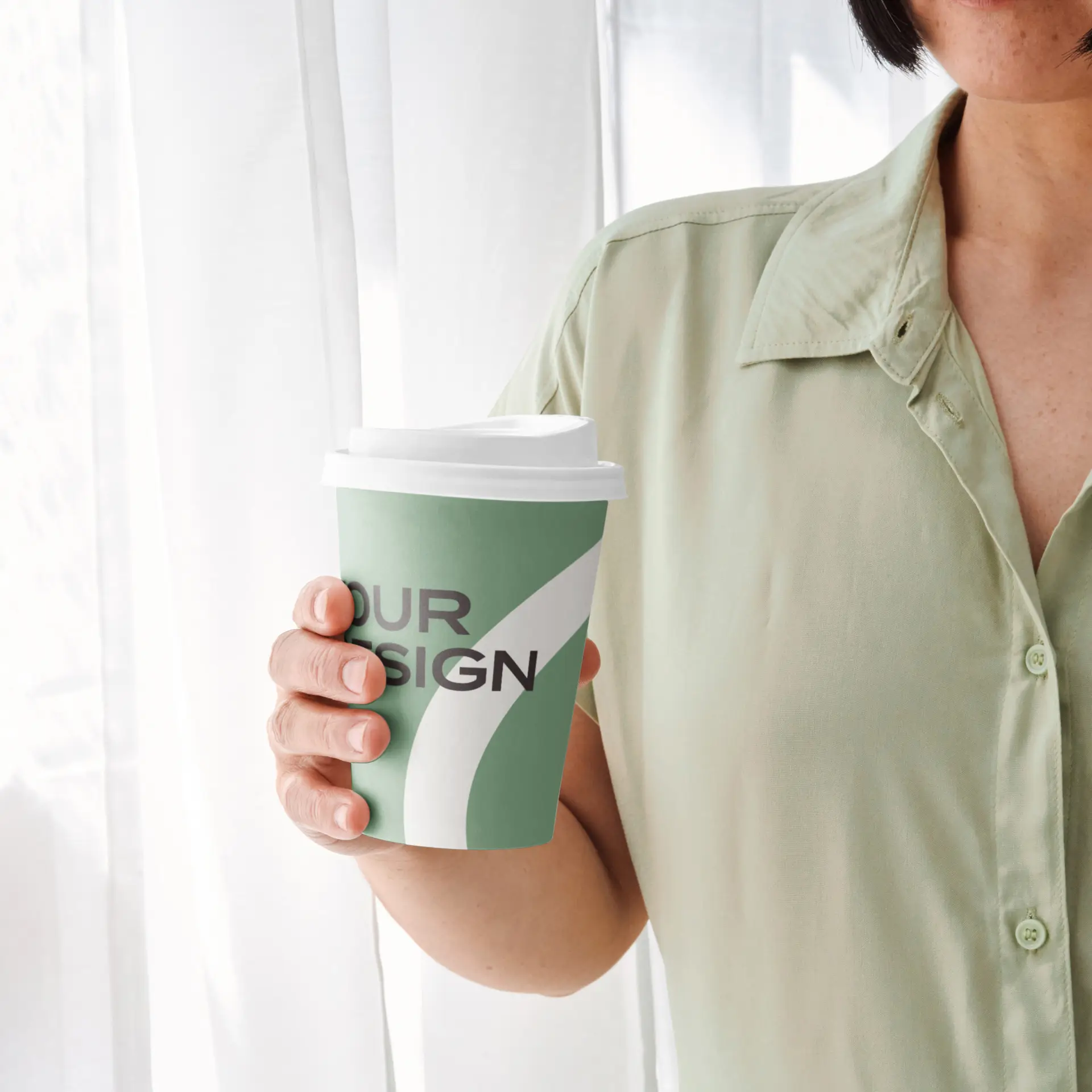 Gobelets personnalisés, paroi simple, 400 ml / 16 oz, blanc, PE