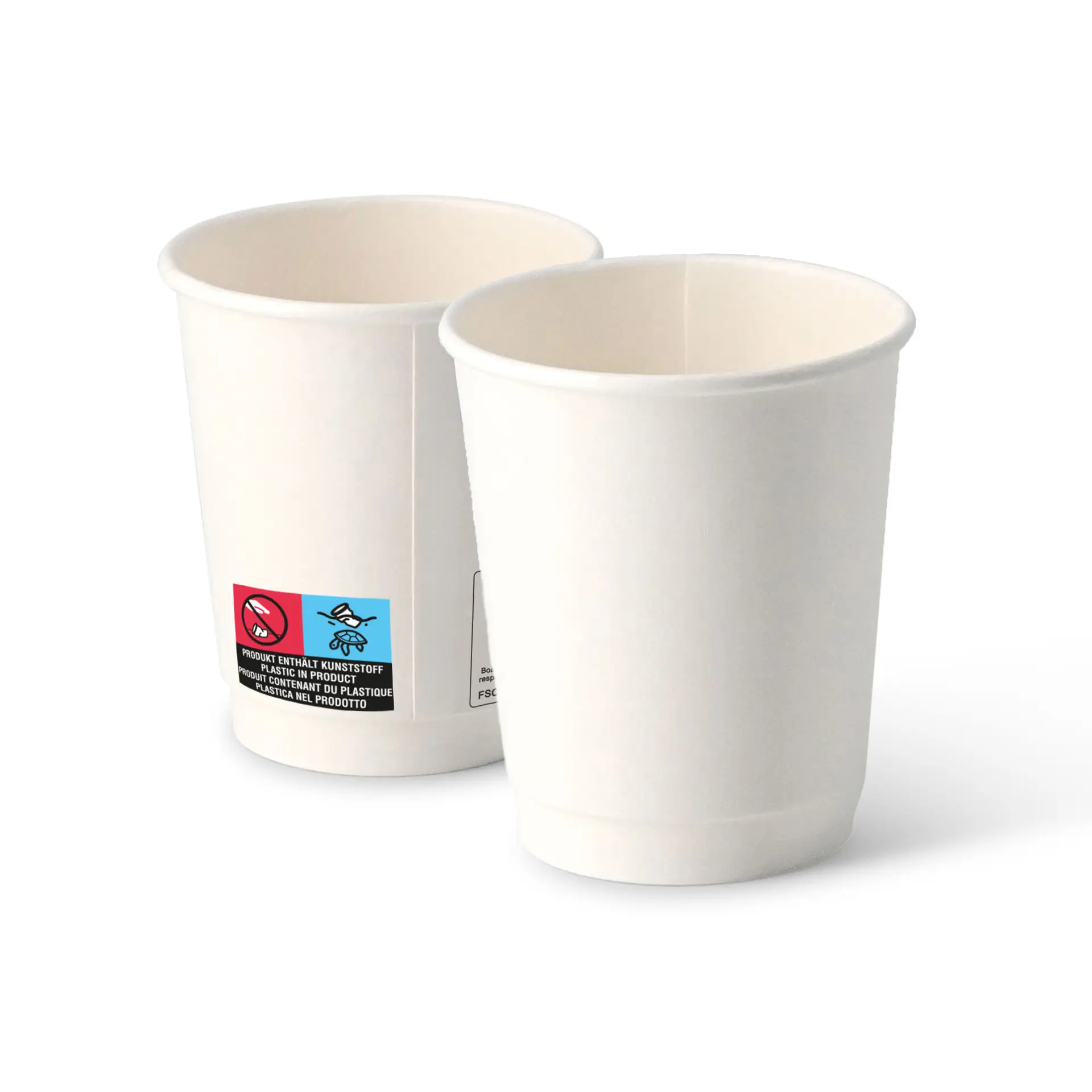 Coffee to go Becher aus Pappe (beschichtet) doppelwandig, 200 ml / 8 oz, Ø 80 mm, weiss