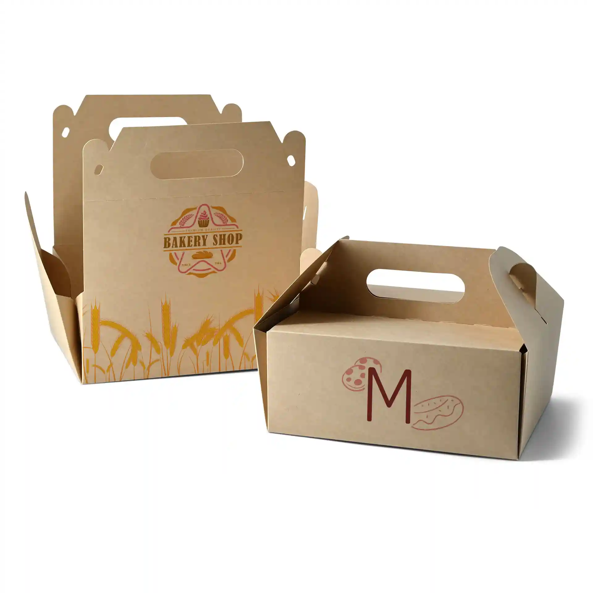 Boîte à gâteaux personnalisée, 21 x 16 x 9 cm, brun