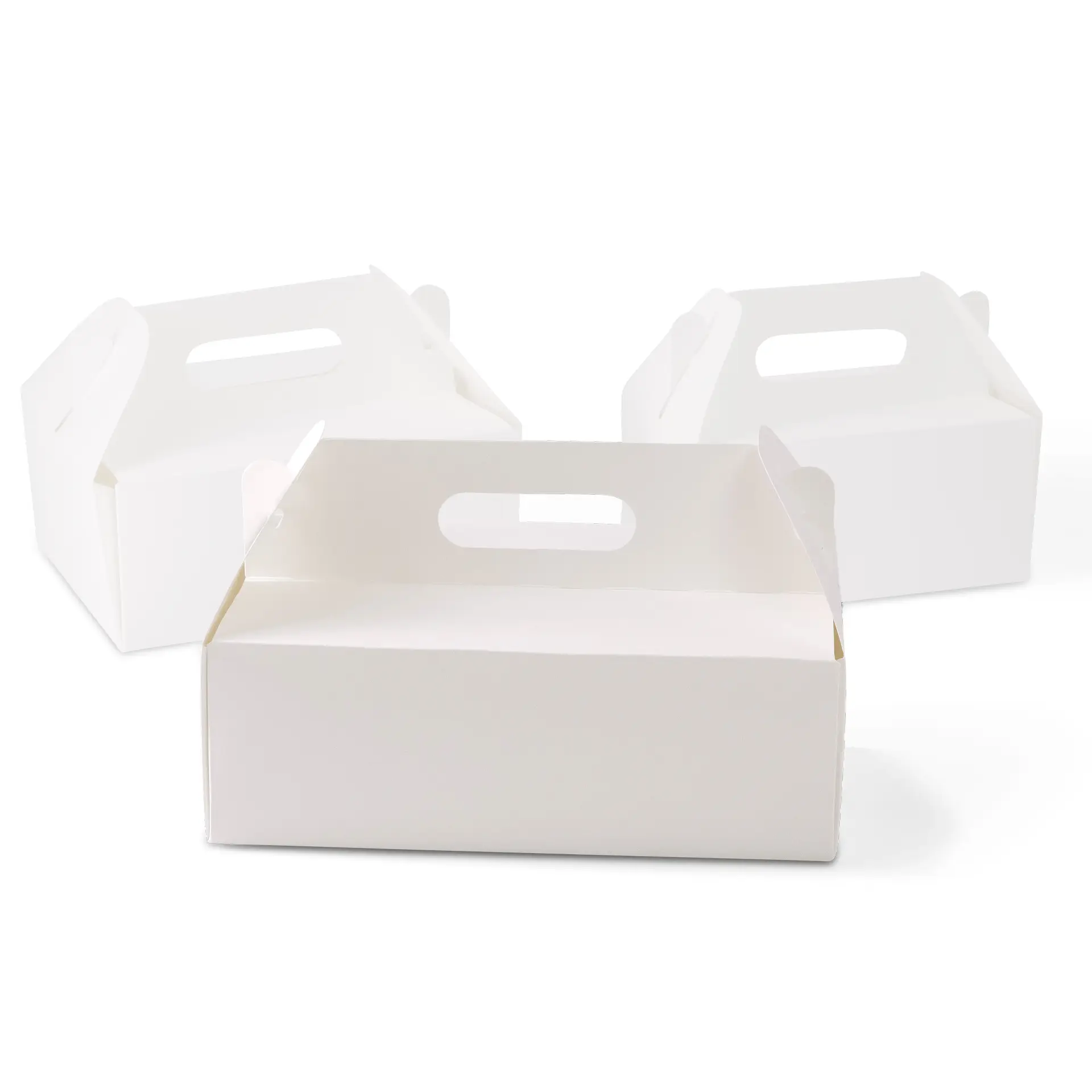 Kuchenbox aus Pappe mit Griff L, 26 x 17 x 9 cm, weiss, faltbar