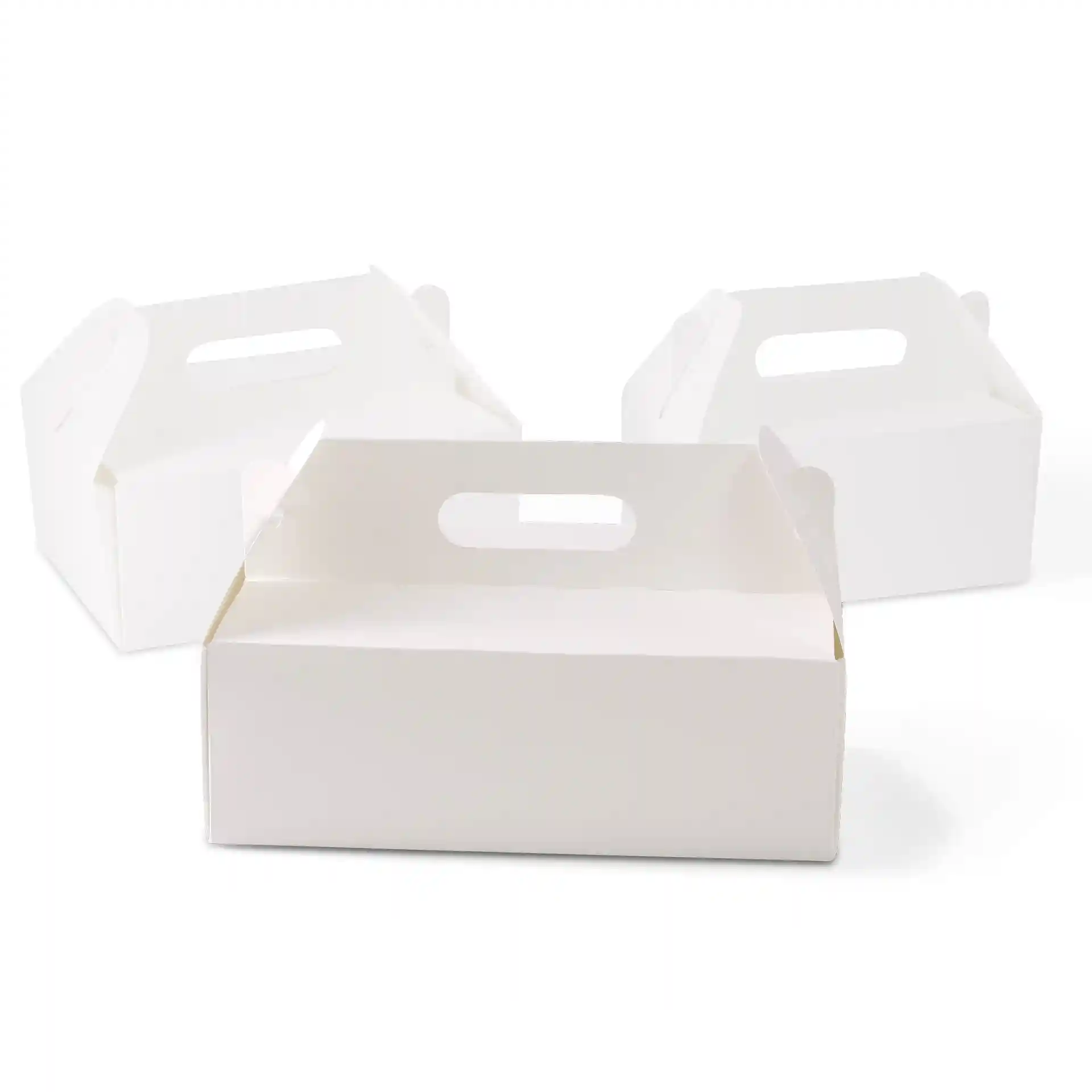 Kuchenbox aus Pappe mit Griff L, 26 x 17 x 9 cm, weiss, faltbar
