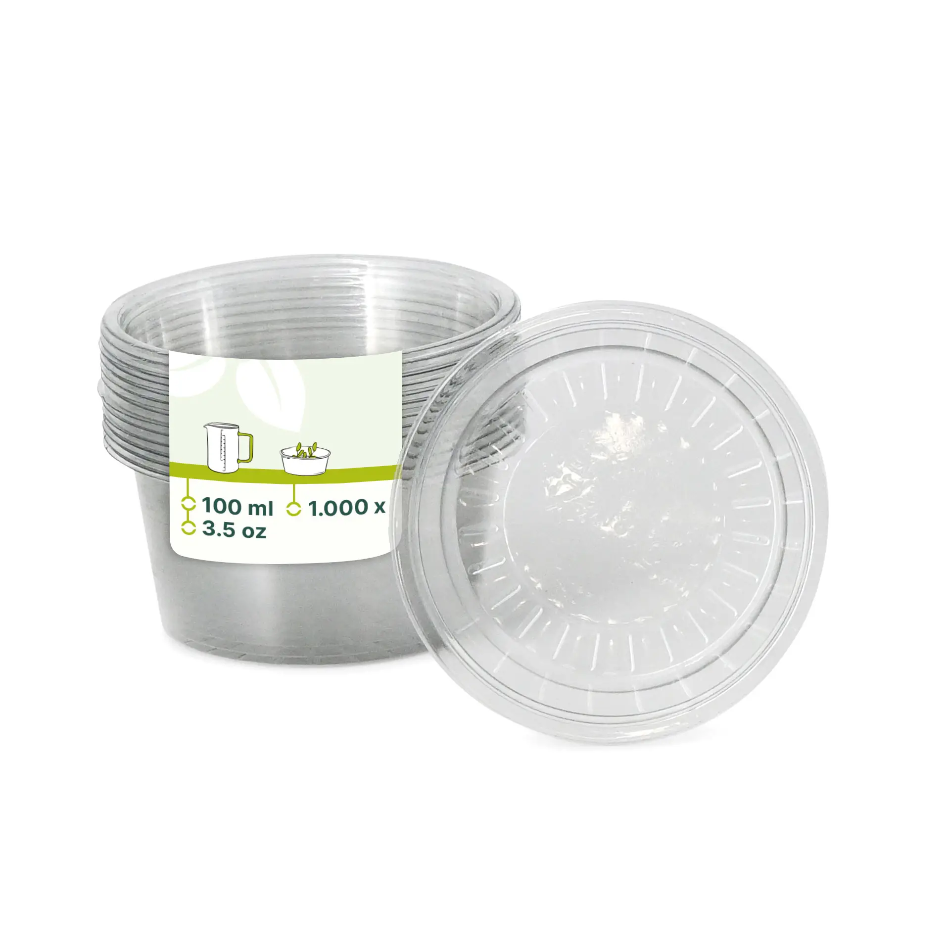 Pot à portions en rPET 100 ml, Ø 75 mm, transparent