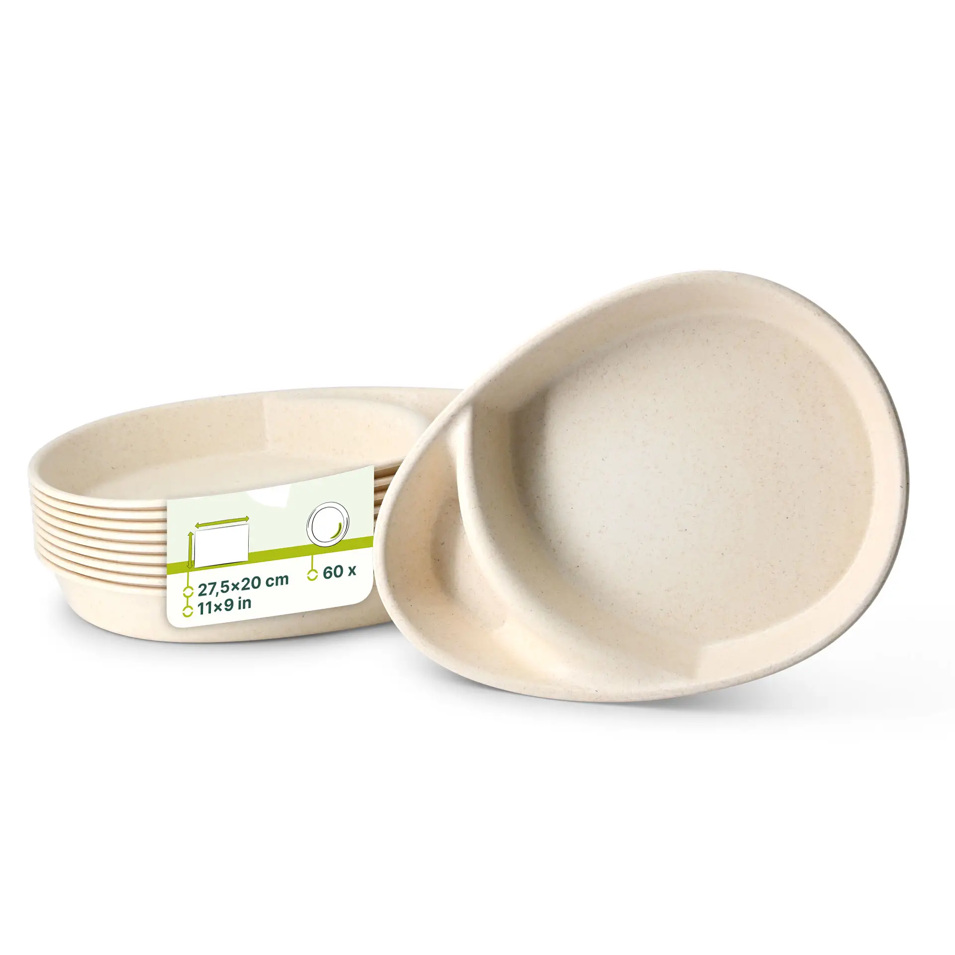 Mehrweg-Menü-Teller "merways Plate" 27,5 x 20 x 3,5 cm, 2 Kammern, tropfenförmig, Cashew / creme-weiss Mehrweg-Menü-Teller "merways Plate" 27,5 x 20 x 3,5 cm, 2 Kammern, tropfenförmig, Cashew / creme-weiss