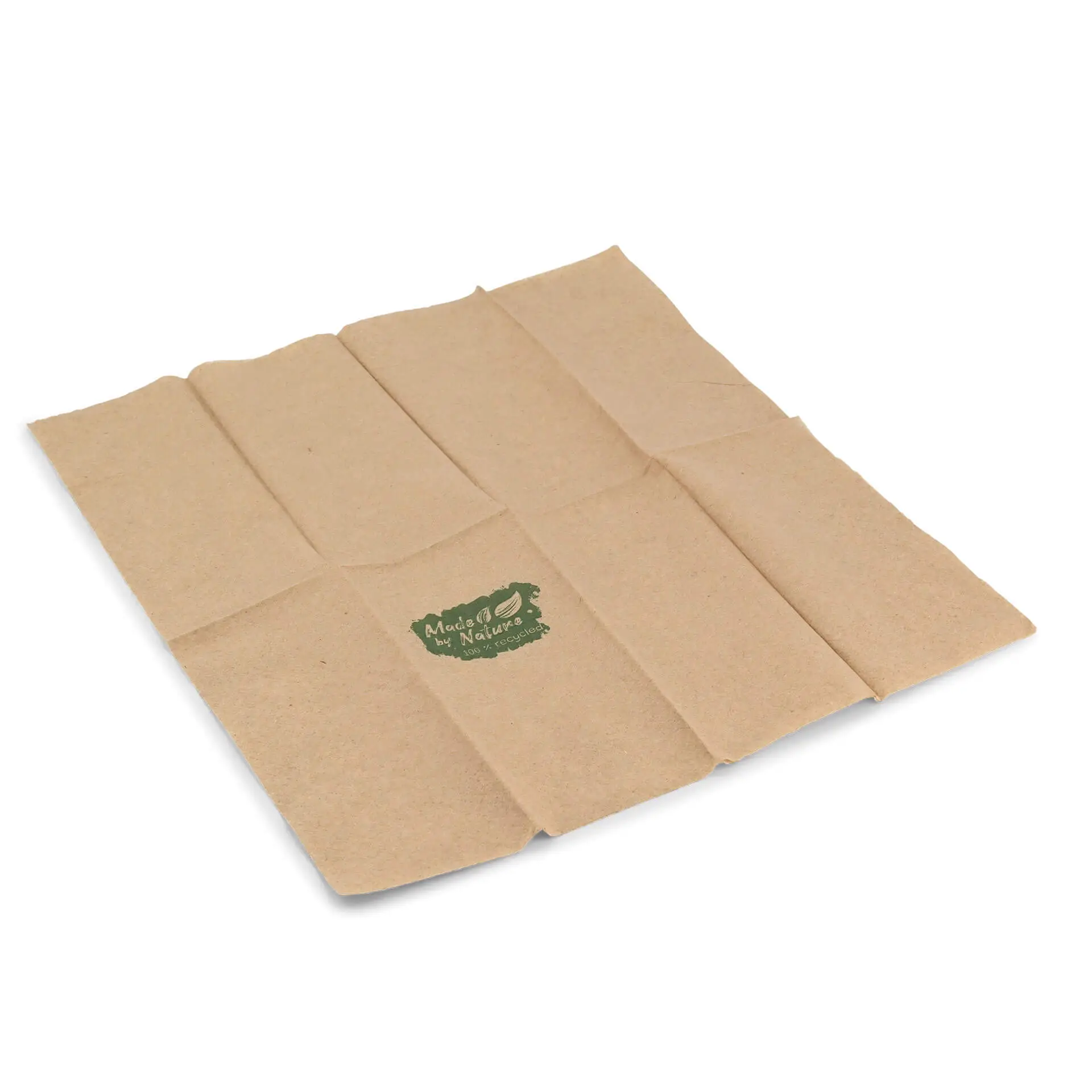 Servietten aus recyceltem Papier 32,5 x 32,5 cm, 2-lagig, 1/8 Falz, ungebleicht, "Made by Nature"