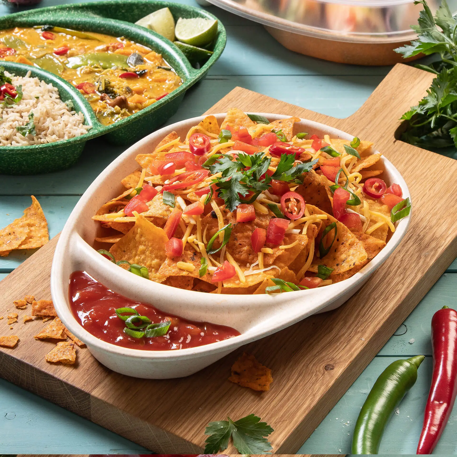 | 2 FÜR 1 | Second-Hand-Set Mehrweg-Teller merways Plate 2 Kammern, Cashew / creme-weiss