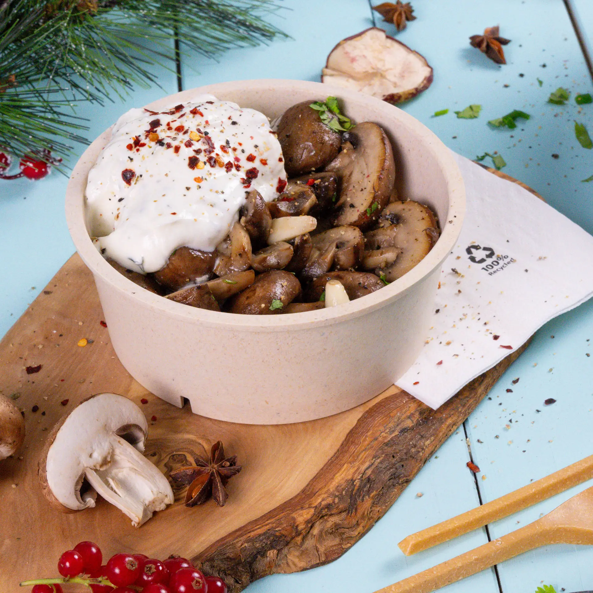 Mehrweg-Schalen "merways Bowl" 650 ml, Ø 150 mm, Cashew / creme-weiss