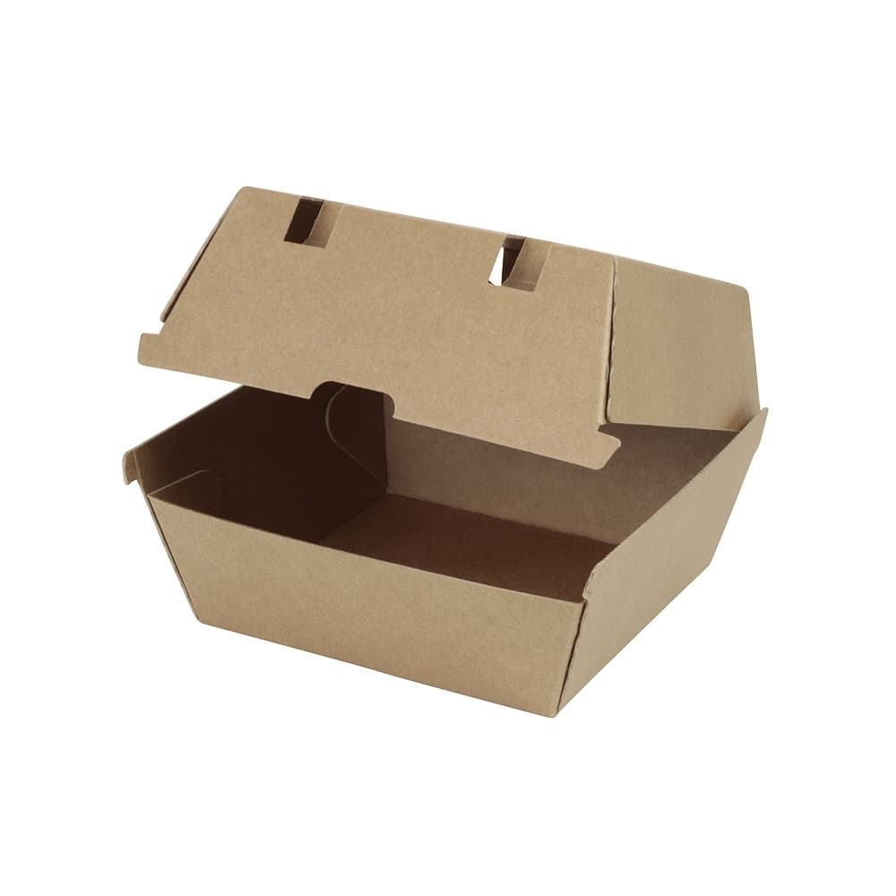 Take-away-Burger-Boxen 16,8 x 15,4 x 9,8 cm, Kraftkarton, braun