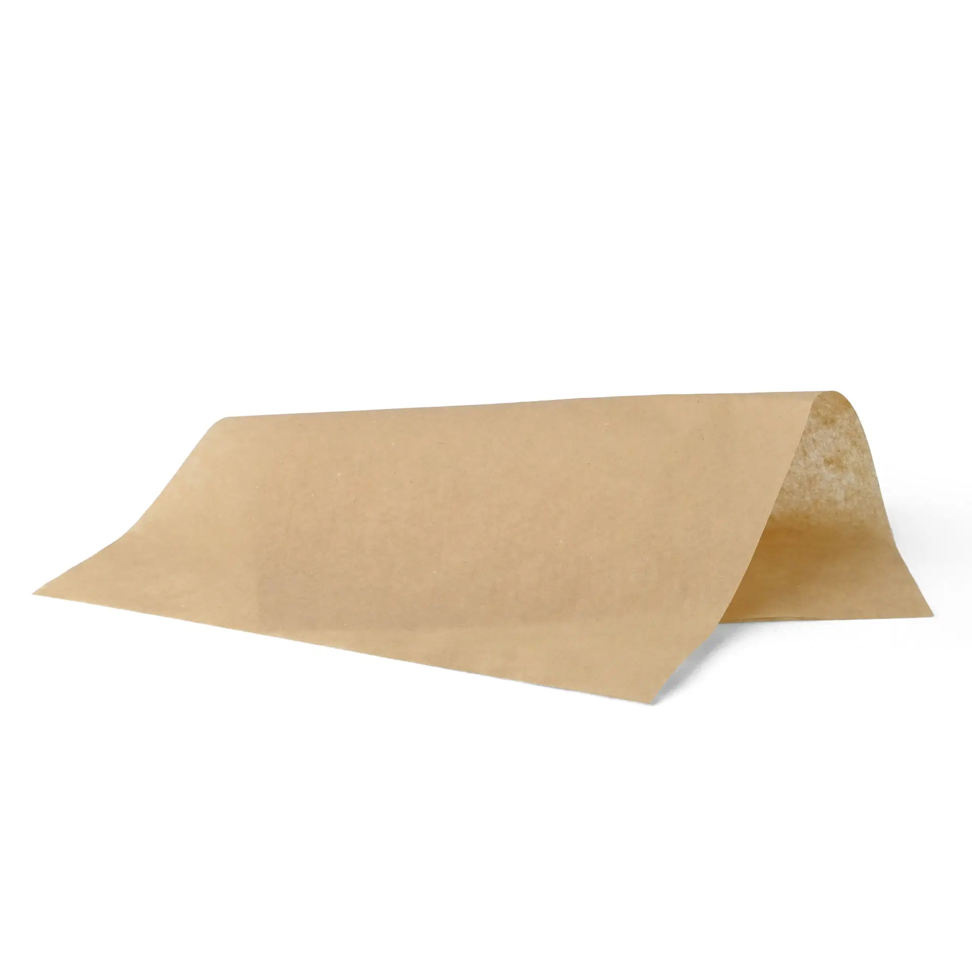 Braunes, fettdichtes Verpackungspapier, vorgeschnitten, geeignet für kalte und heiße Speisen, 25 x 37 cm groß.