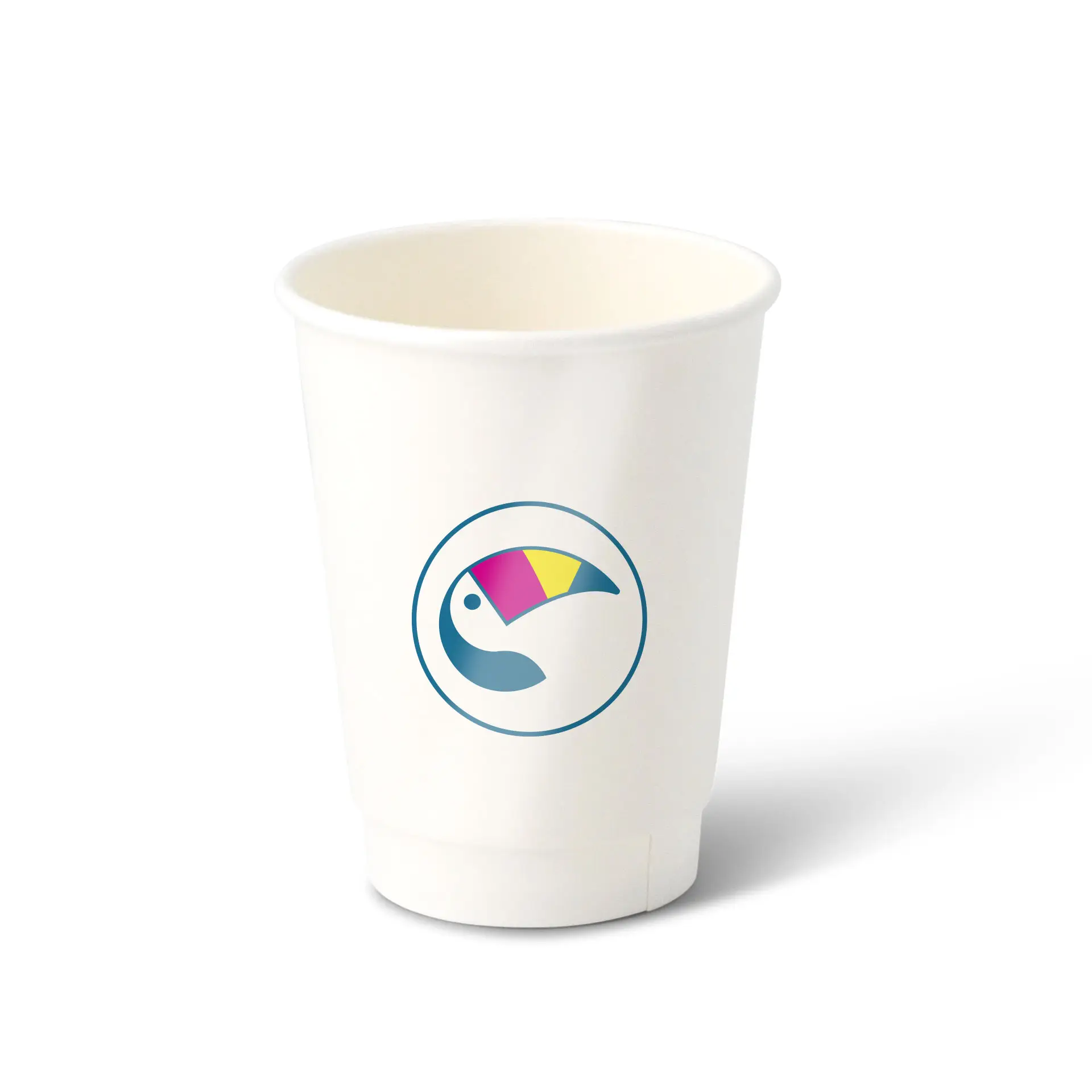 Gobelets en papier imprimés (double paroi) 300 ml / 12 oz, double paroi, blanc, brillant, barrière à base d’eau