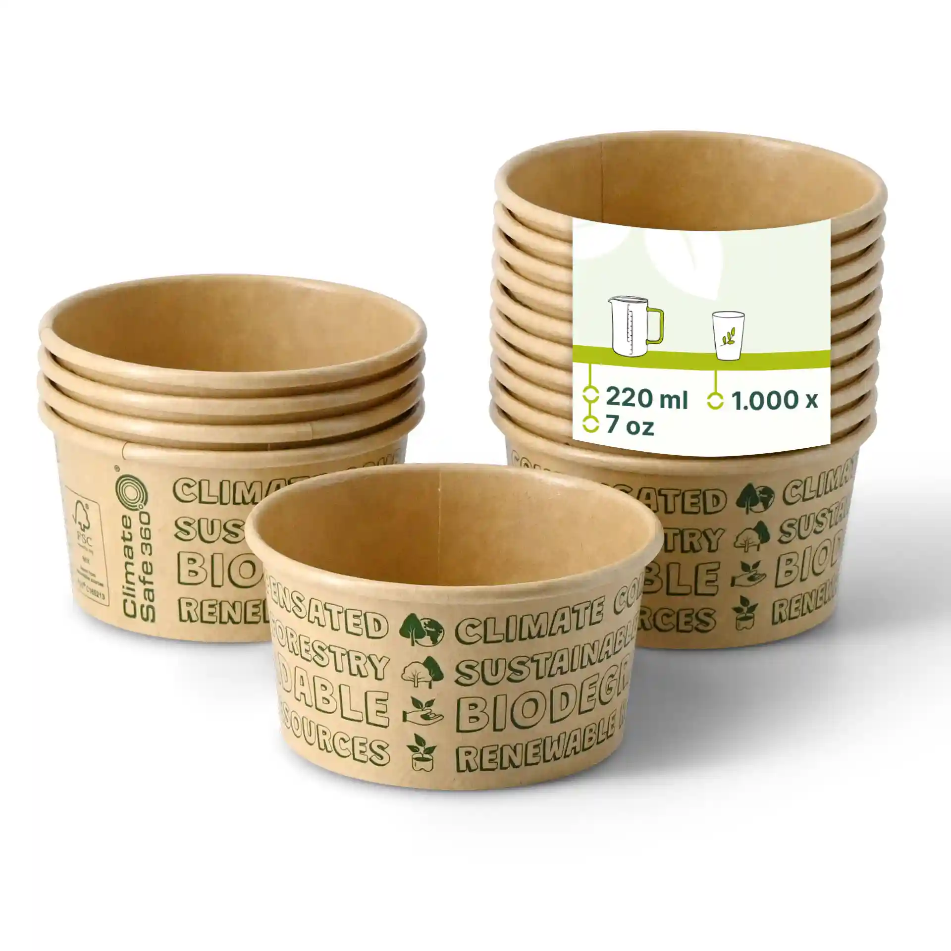 Eisbecher aus Pappe S, 150 ml, max. 220 ml, Ø 92 mm, braun, EcoUp