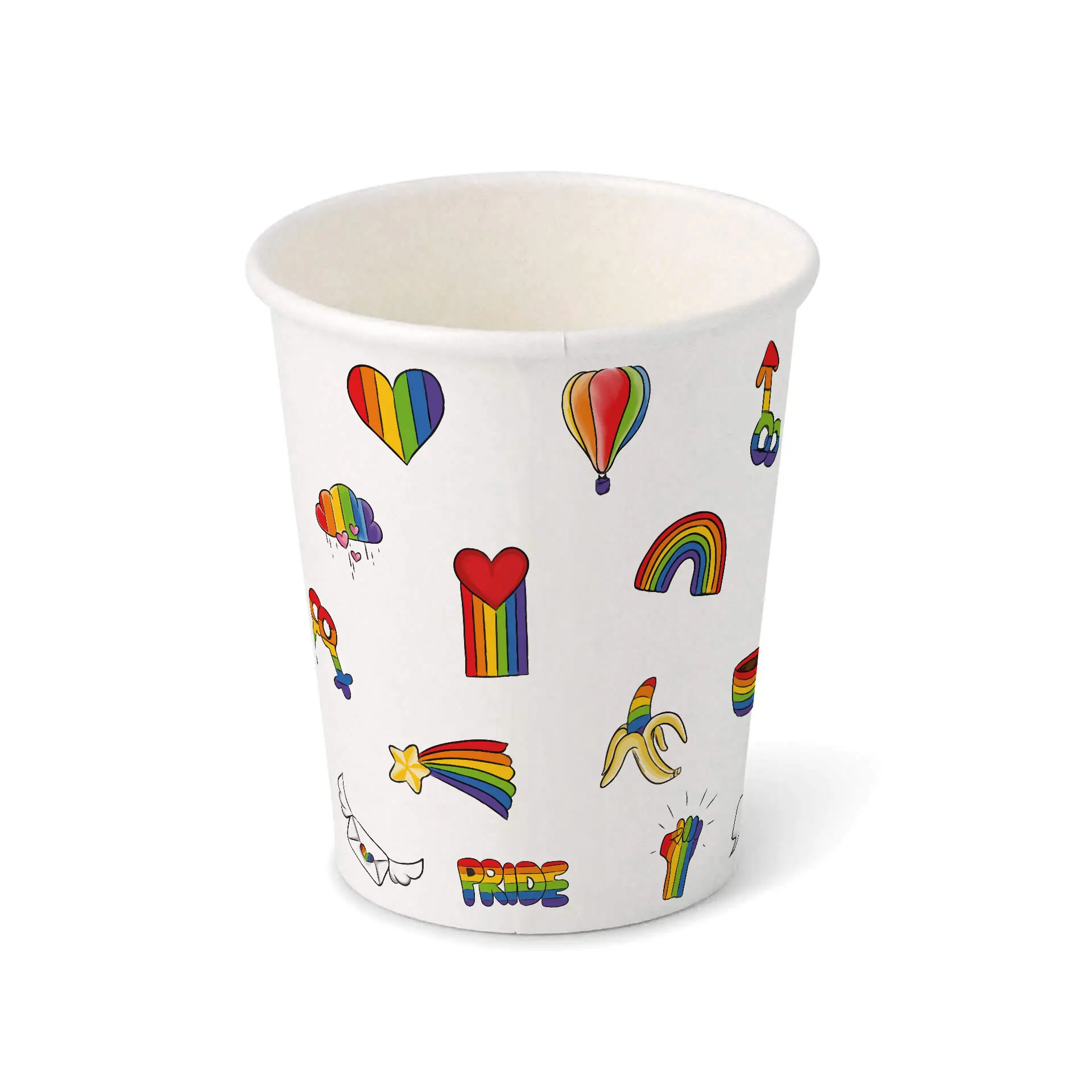 Pappbecher 200 ml / 8 oz, Ø 80 mm, weiß, Pride