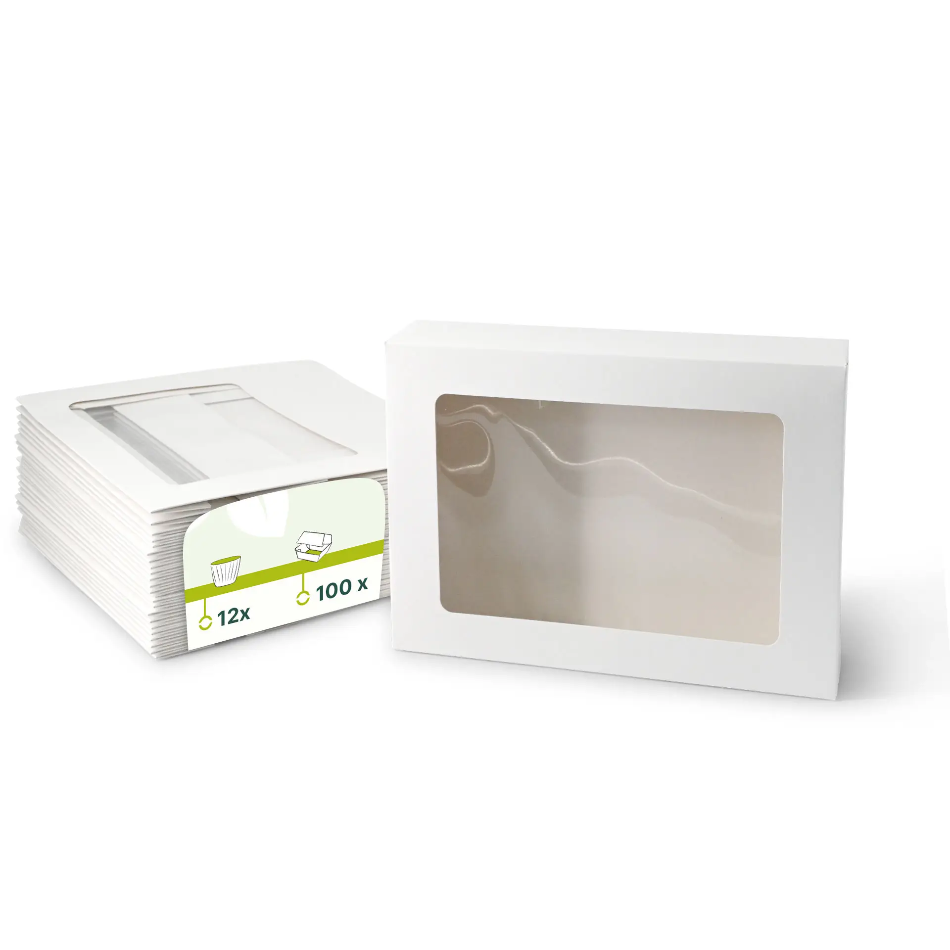 Cupcake Boxen (12er), Zellulose-Fenster, weiss Cupcake Boxen (12er), Zellulose-Fenster, weiss
