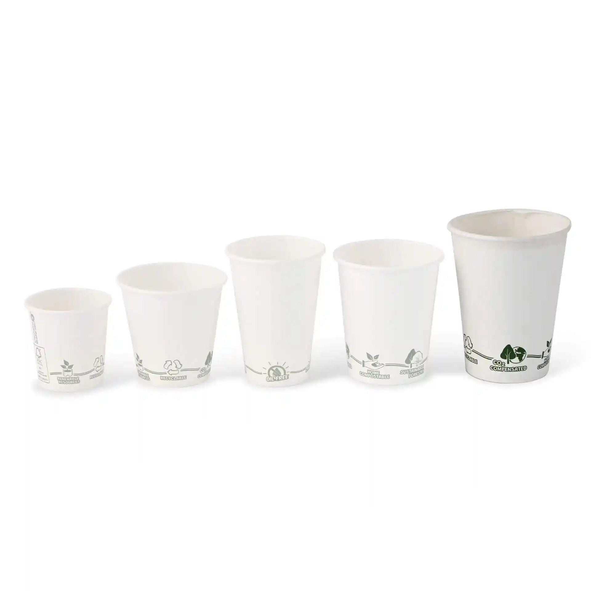 Pappbecher 300 ml / 12 oz, Ø 90 mm, "EcoUp©"- Icons, einwandig, weiss, PLA-beschichtet