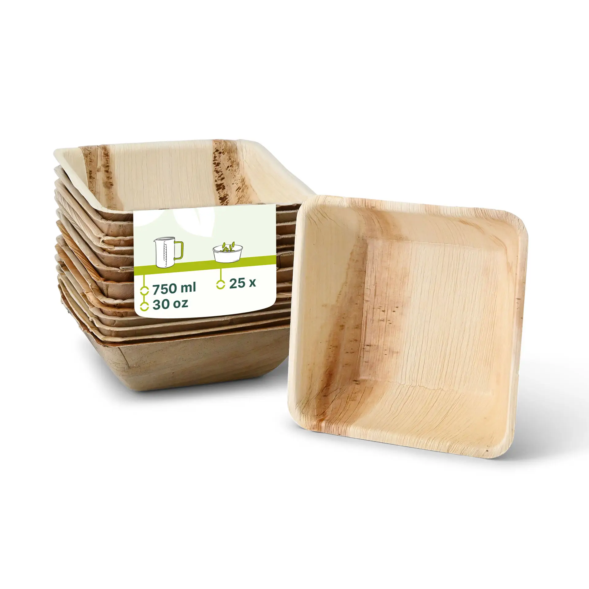 Palmblatt Schalen "Palmware®" 750 ml, quadratisch Palmblatt Schalen "Palmware®" 750 ml, quadratisch