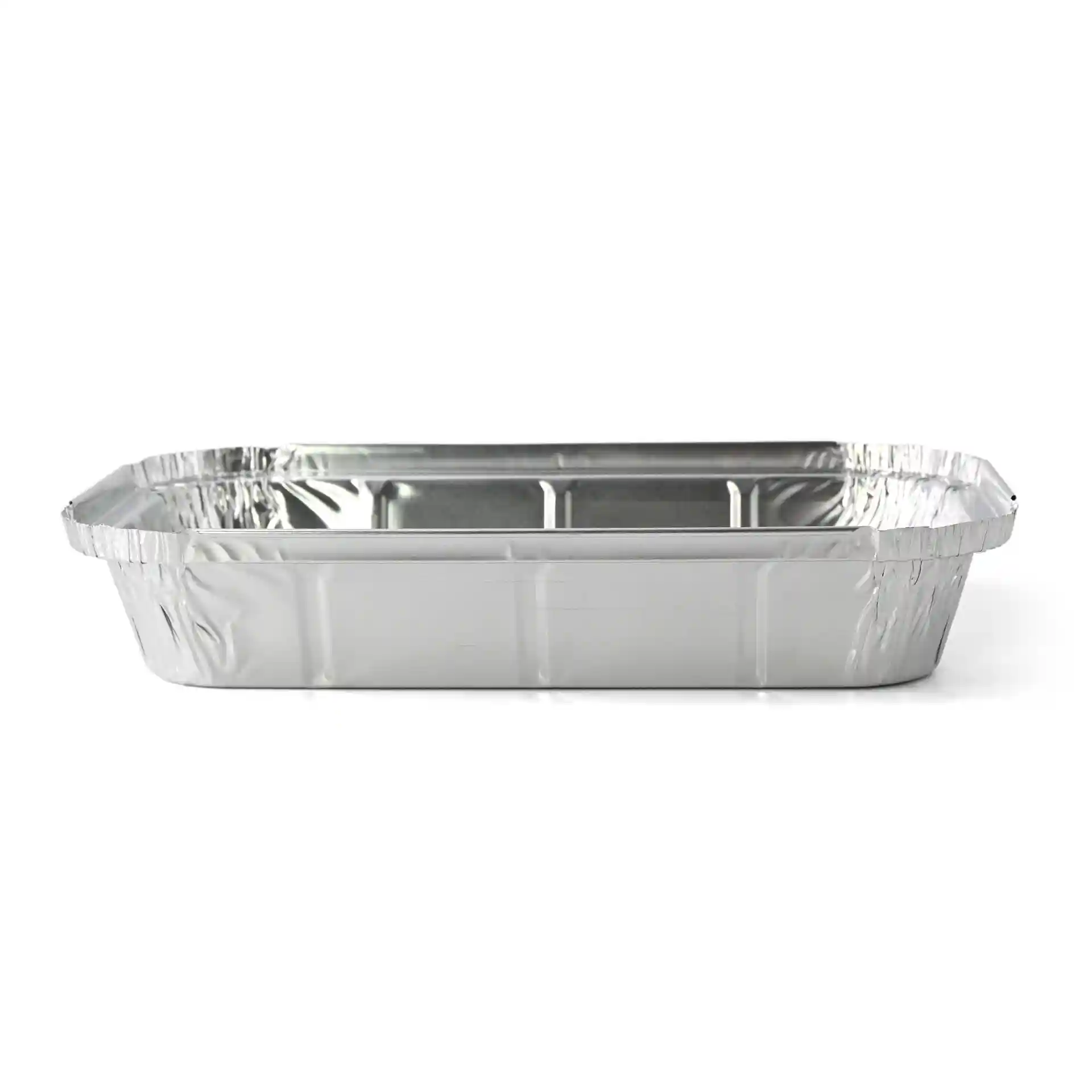 Rechteckiger Aluminiumbehälter mit den Maßen 22,4 x 13,2 x 3,4 cm und einem Volumen von 650 ml.